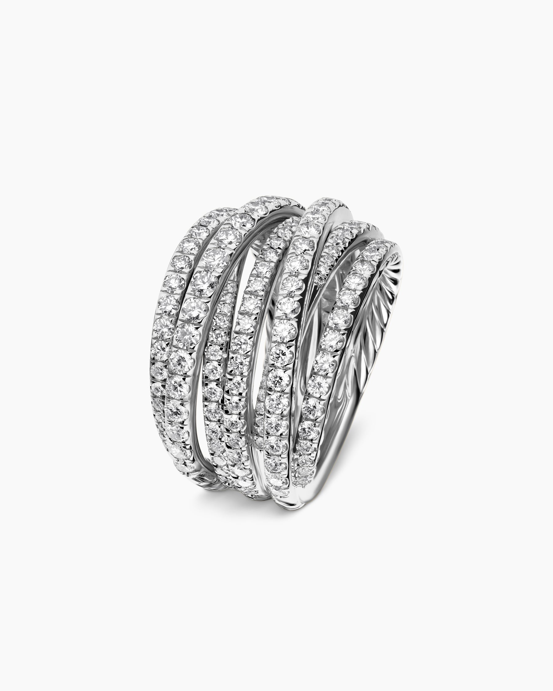 Pavé Crossover Ring in 18K White Gold with Diamonds, 16mm - Image 3