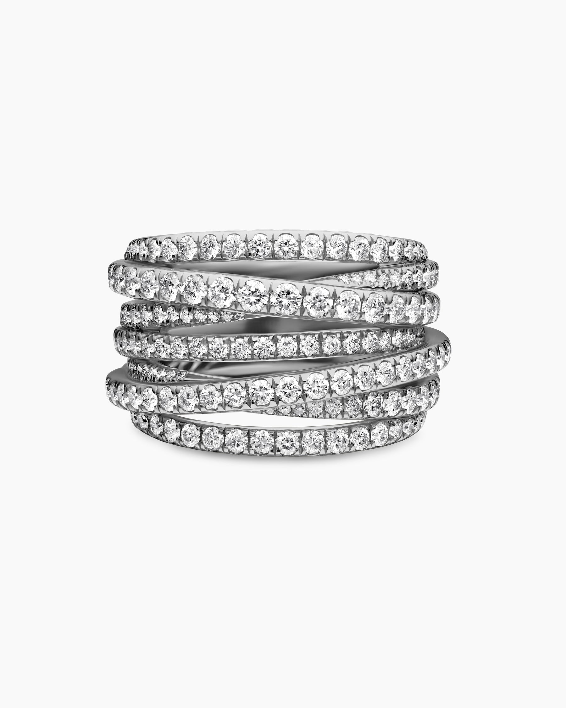 Pavé Crossover Ring in 18K White Gold with Diamonds, 16mm - Image 4