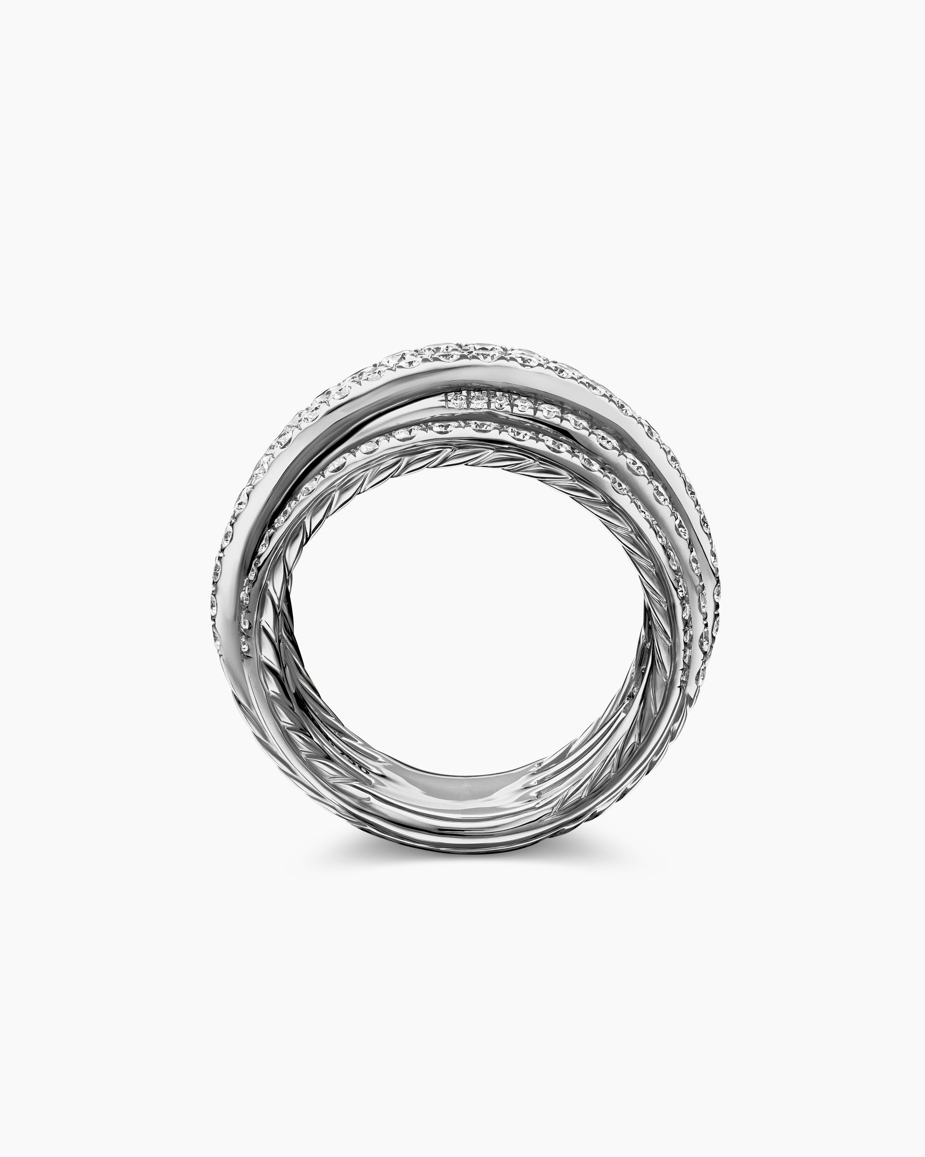 Pavé Crossover Ring in 18K White Gold with Diamonds, 16mm - Image 5
