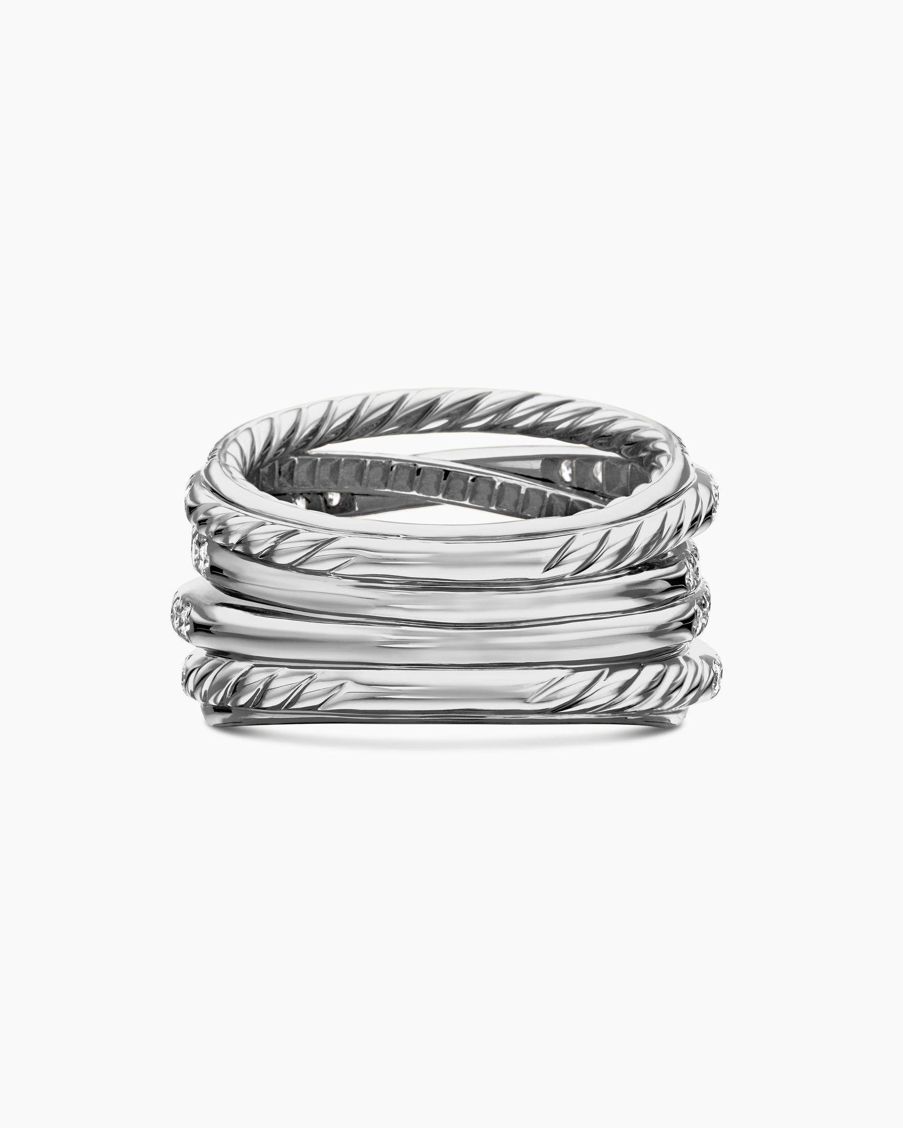 Pavé Crossover Ring in 18K White Gold with Diamonds, 16mm - Image 6