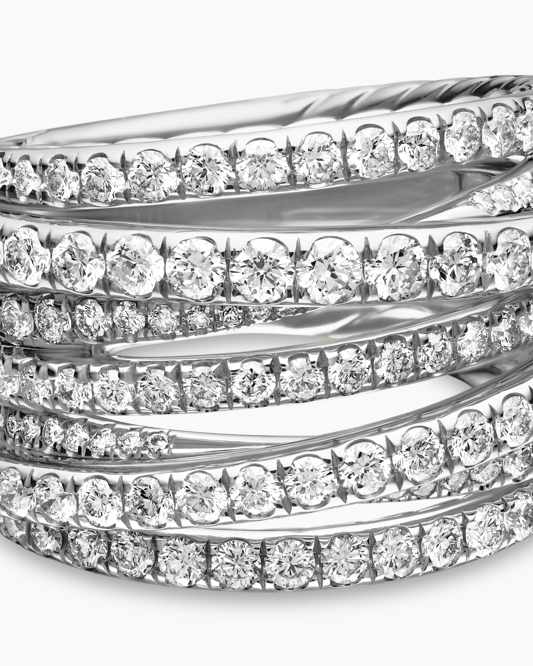 Pavé Crossover Ring in 18K White Gold with Diamonds, 16mm - Image 7