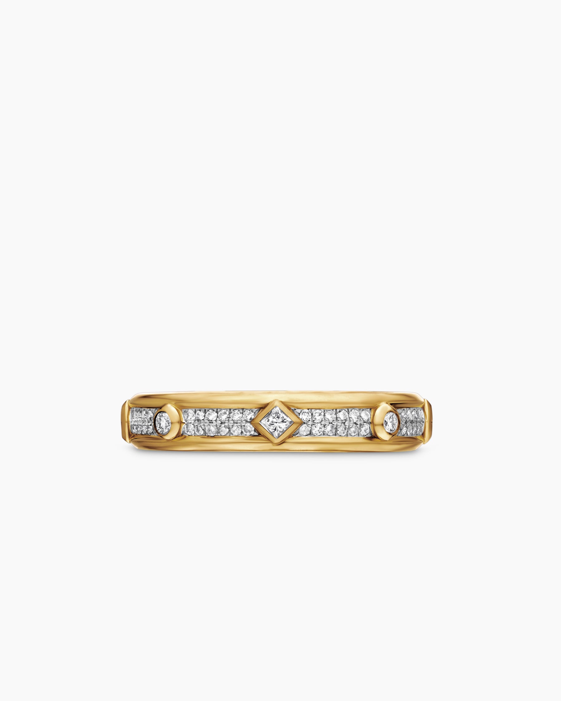 Modern Renaissance Band Ring in 18K Yellow Gold with Diamonds, 4mm - Image 4