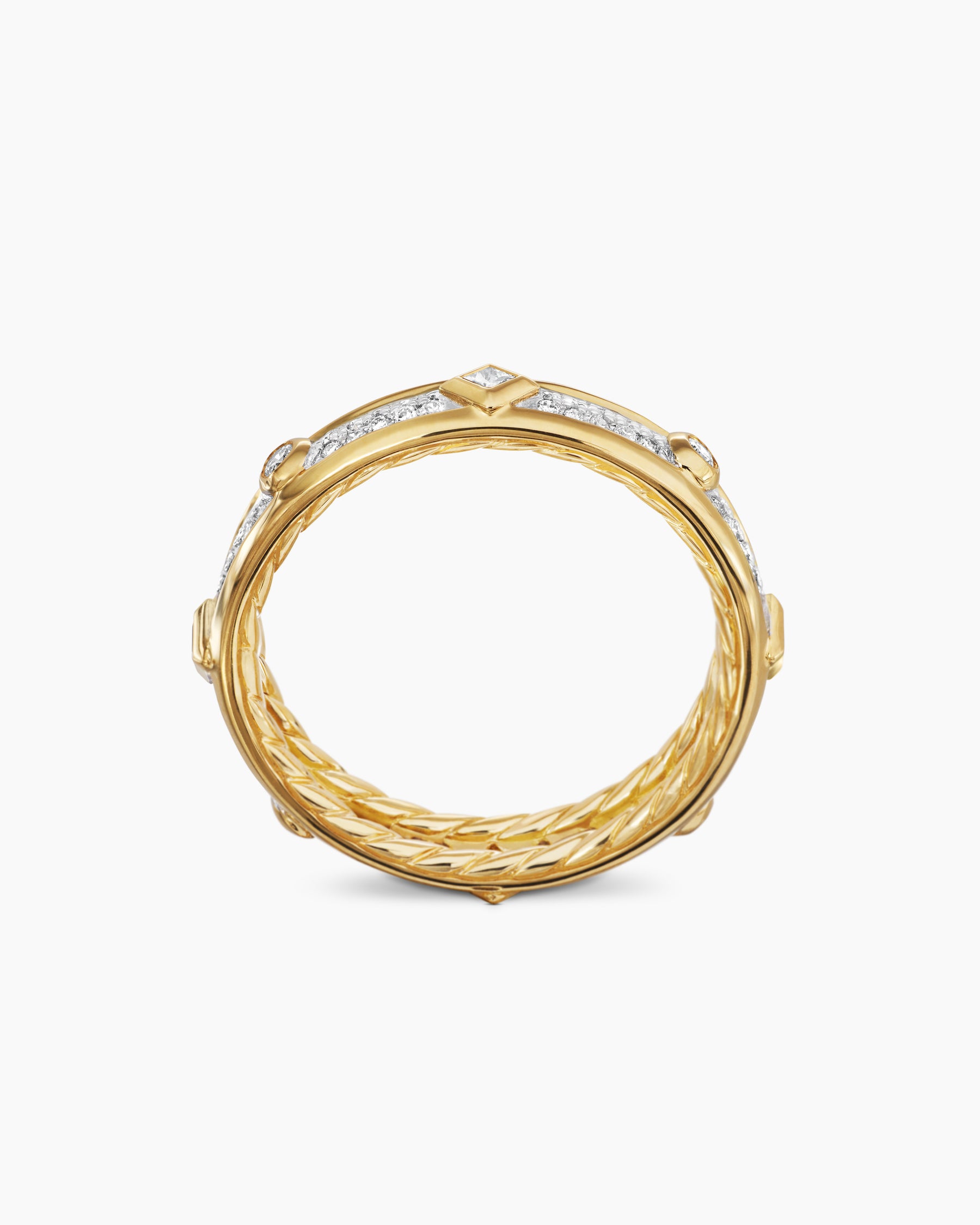 Modern Renaissance Band Ring in 18K Yellow Gold with Diamonds, 4mm - Image 5