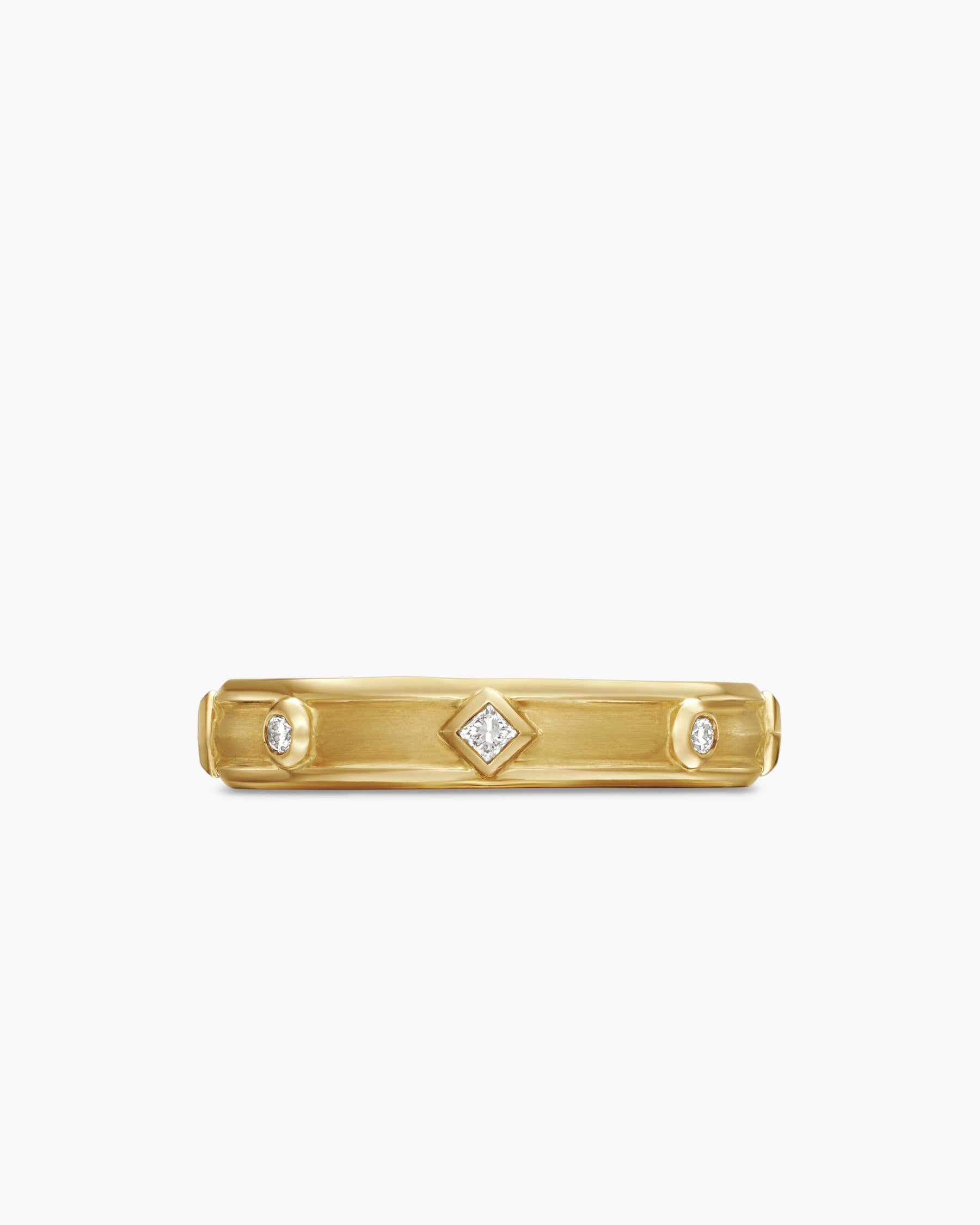 Modern Renaissance Band Ring in 18K Yellow Gold with Diamonds, 4mm - Image 4