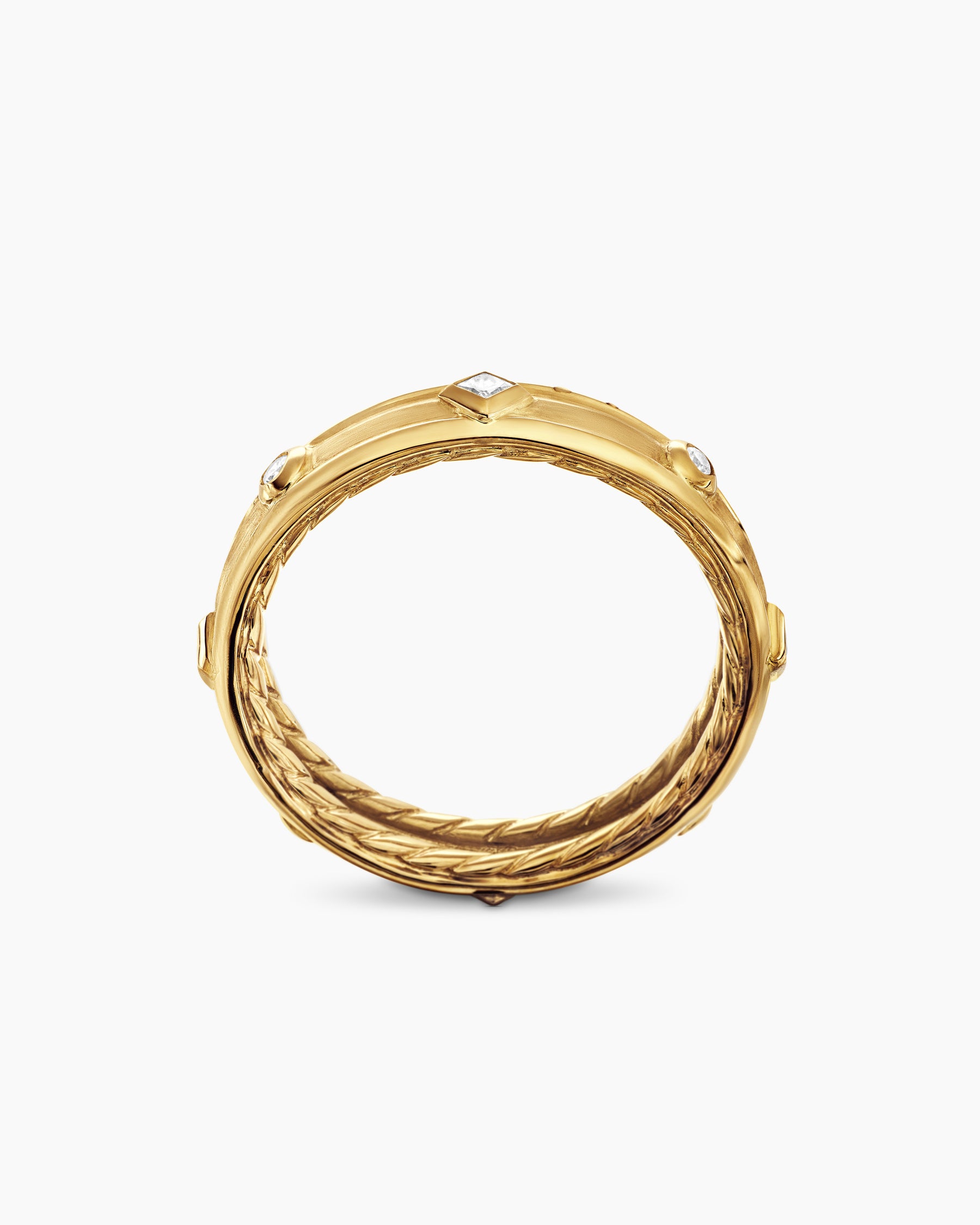 Modern Renaissance Band Ring in 18K Yellow Gold with Diamonds, 4mm - Image 5