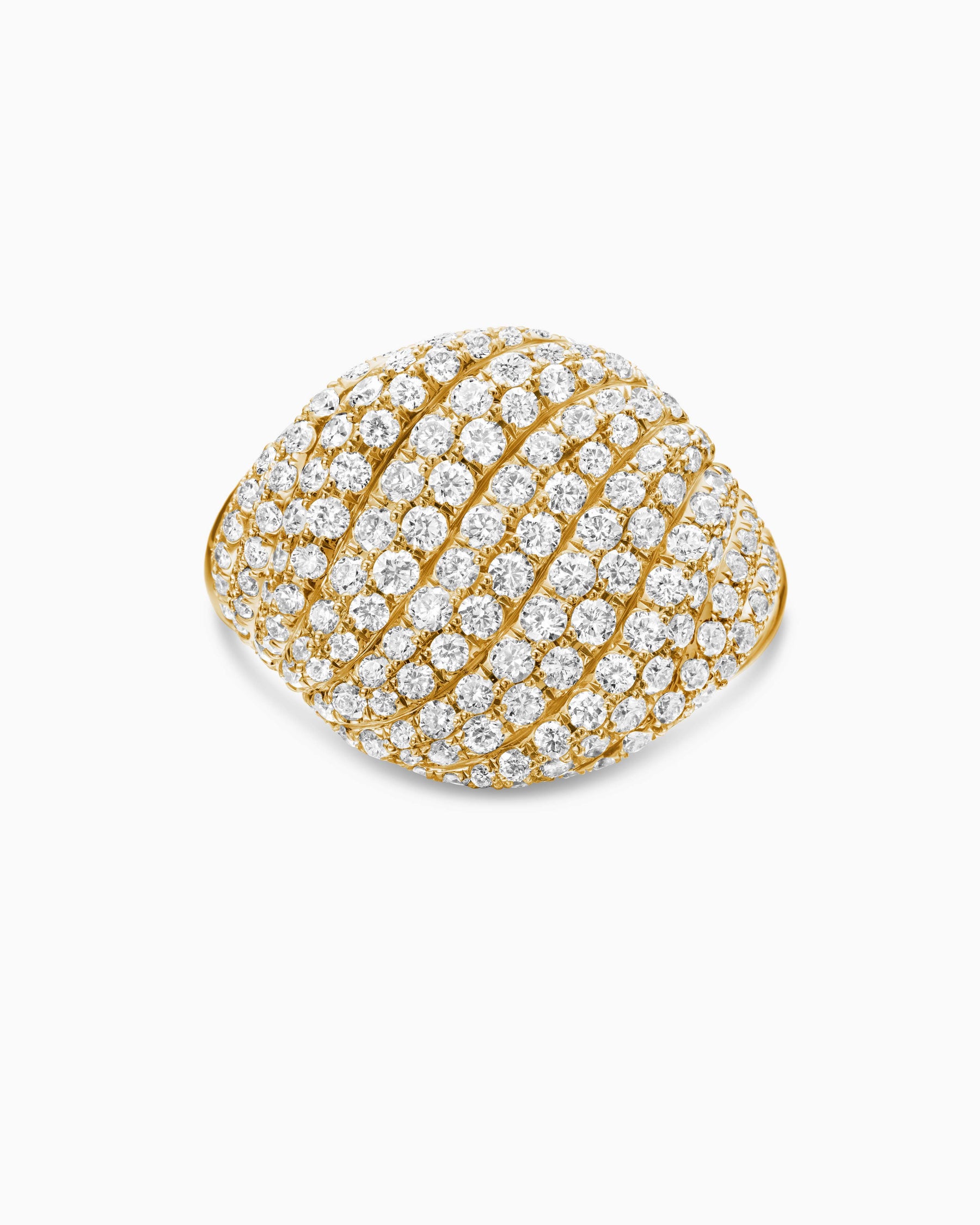 Sculpted Cable Pinky Ring in 18K Yellow Gold with Diamonds, 13mm - Image 4
