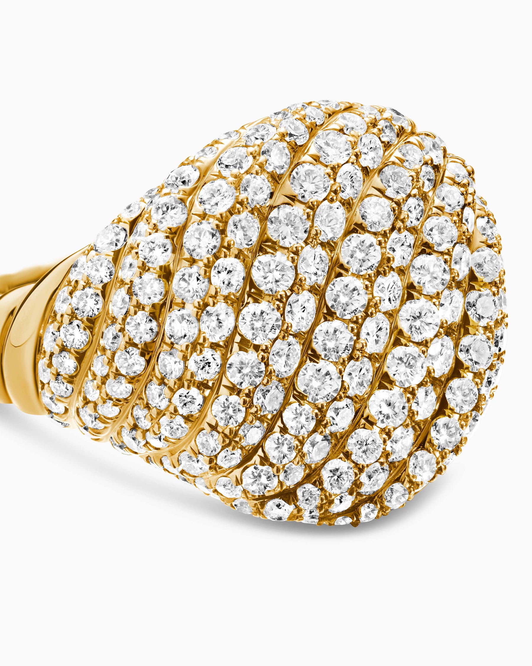 Sculpted Cable Pinky Ring in 18K Yellow Gold with Diamonds, 13mm - Image 5