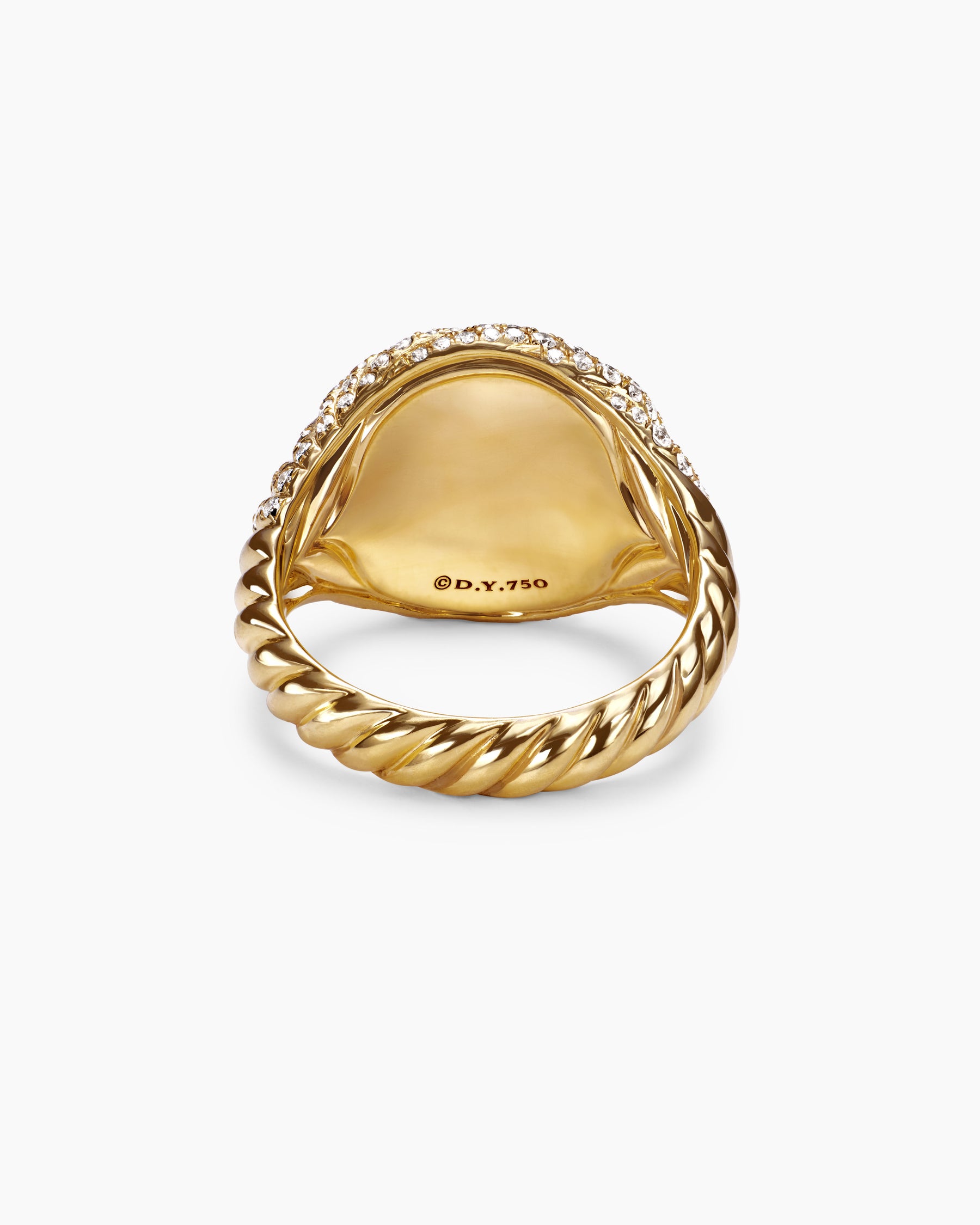 Sculpted Cable Pinky Ring in 18K Yellow Gold with Diamonds, 13mm - Image 6