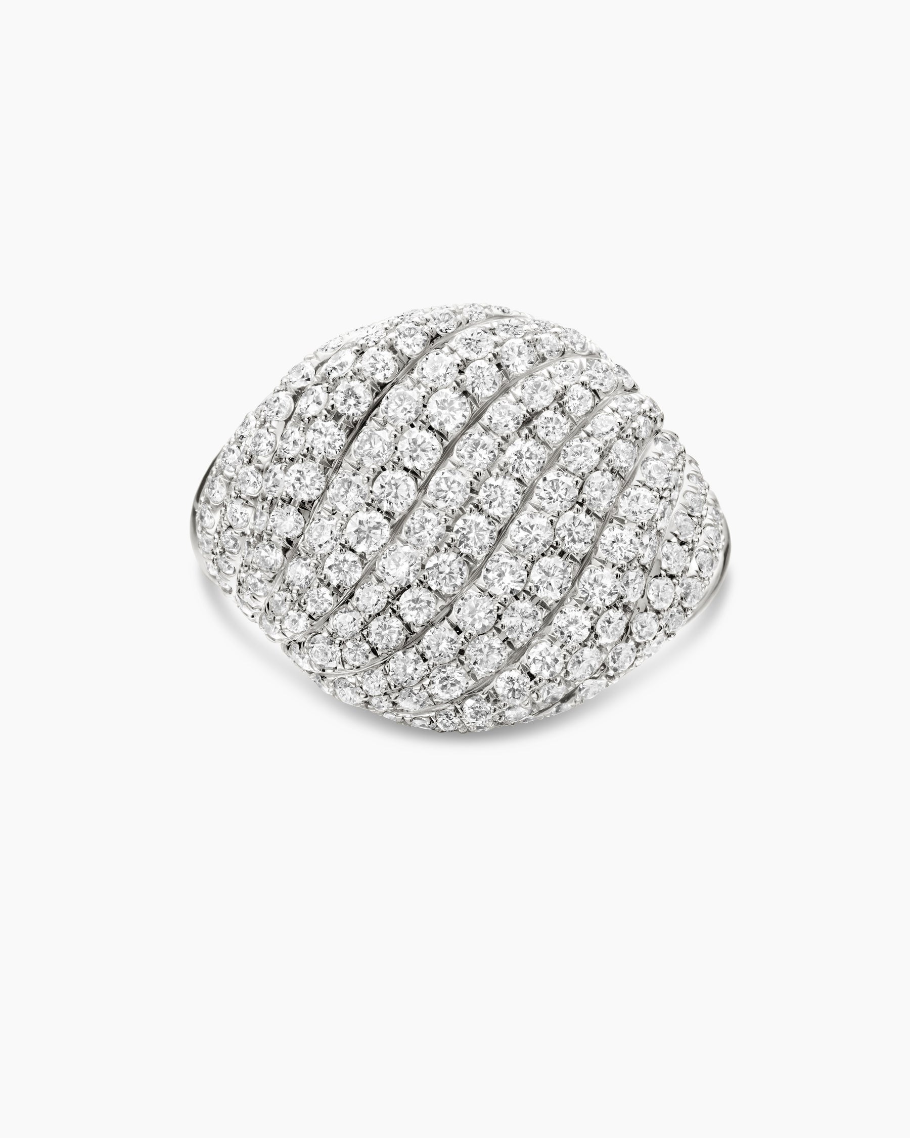 Sculpted Cable Pinky Ring in 18K White Gold with Diamonds, 13mm - Image 4