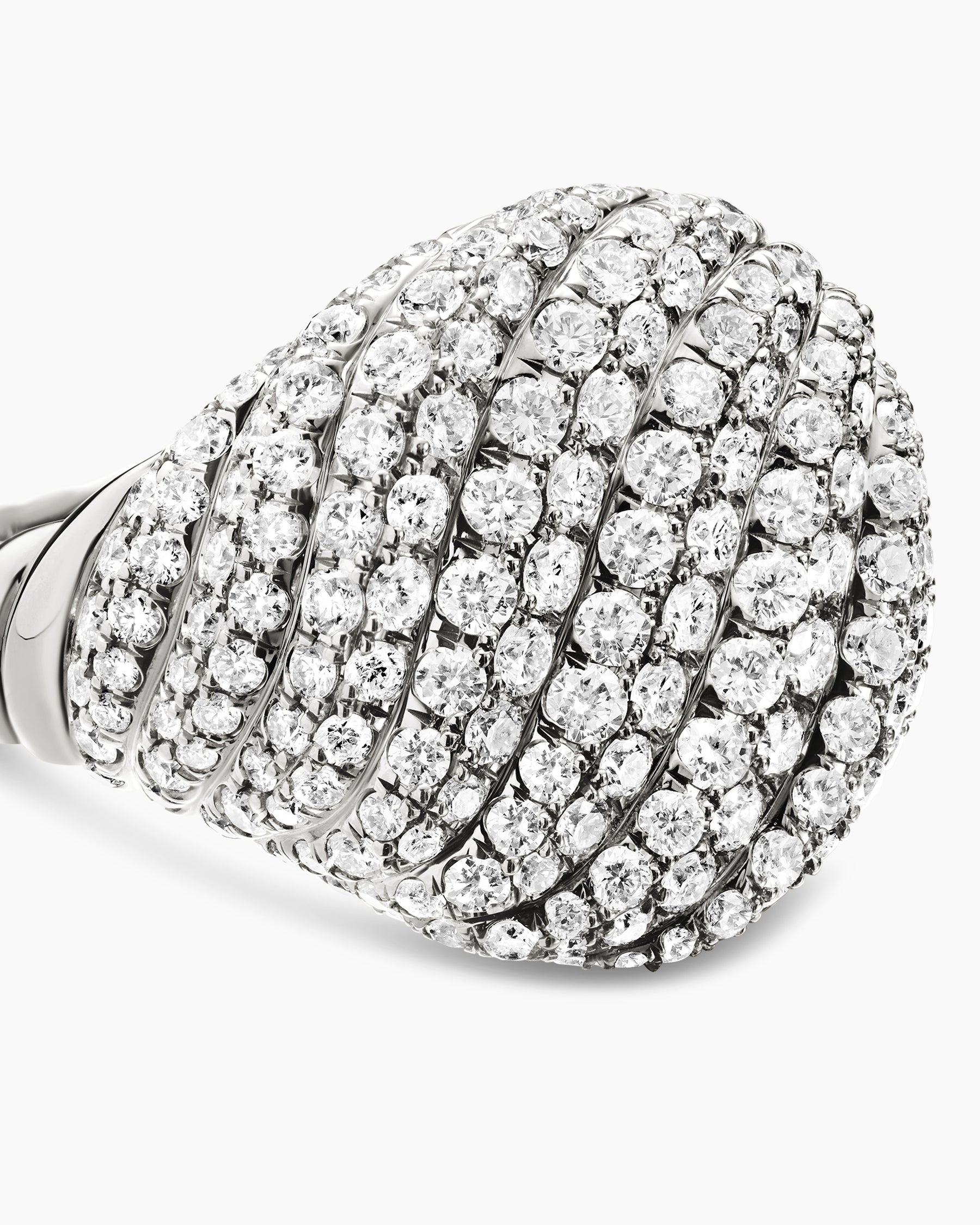 Sculpted Cable Pinky Ring in 18K White Gold with Diamonds, 13mm - Image 5