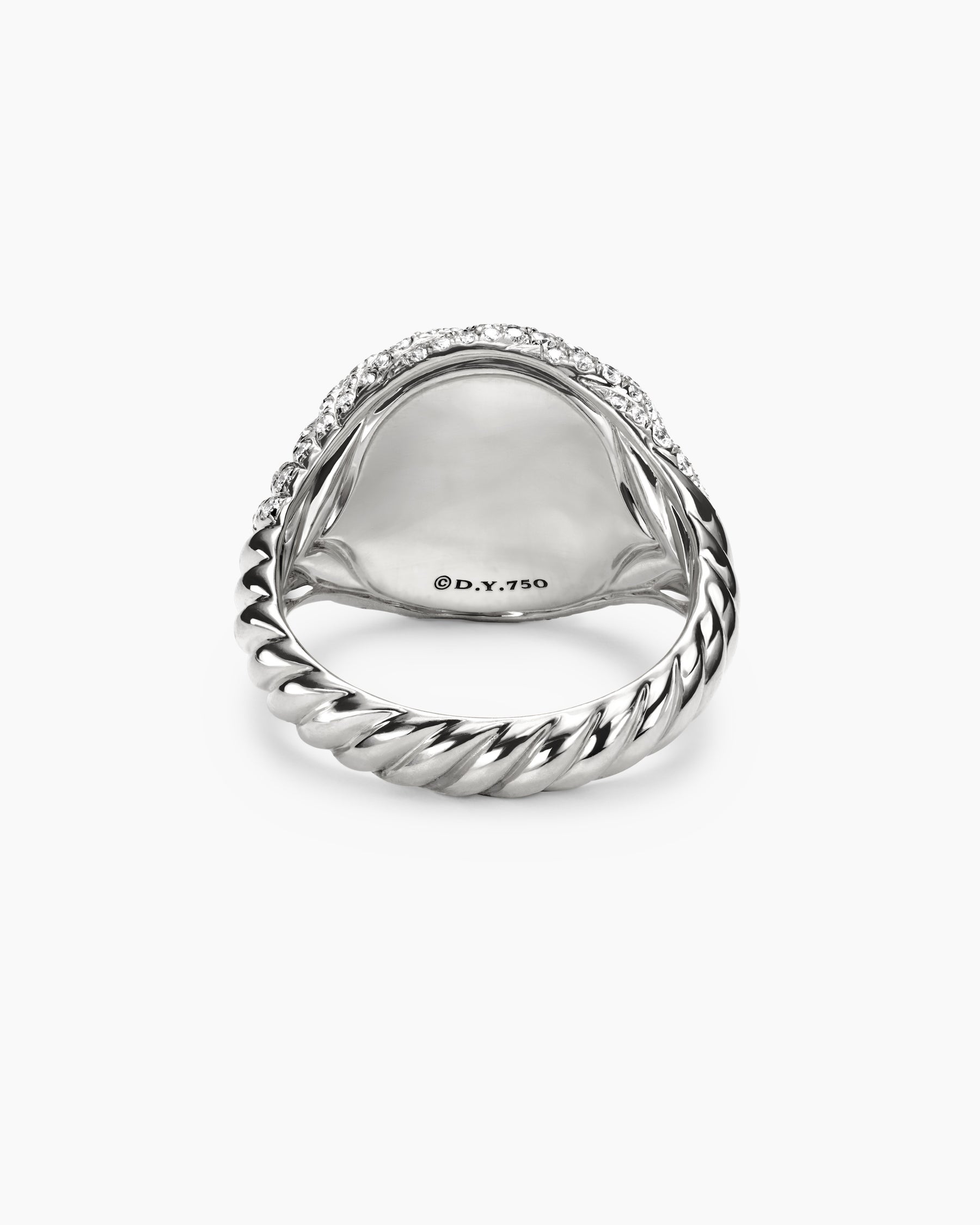 Sculpted Cable Pinky Ring in 18K White Gold with Diamonds, 13mm - Image 6