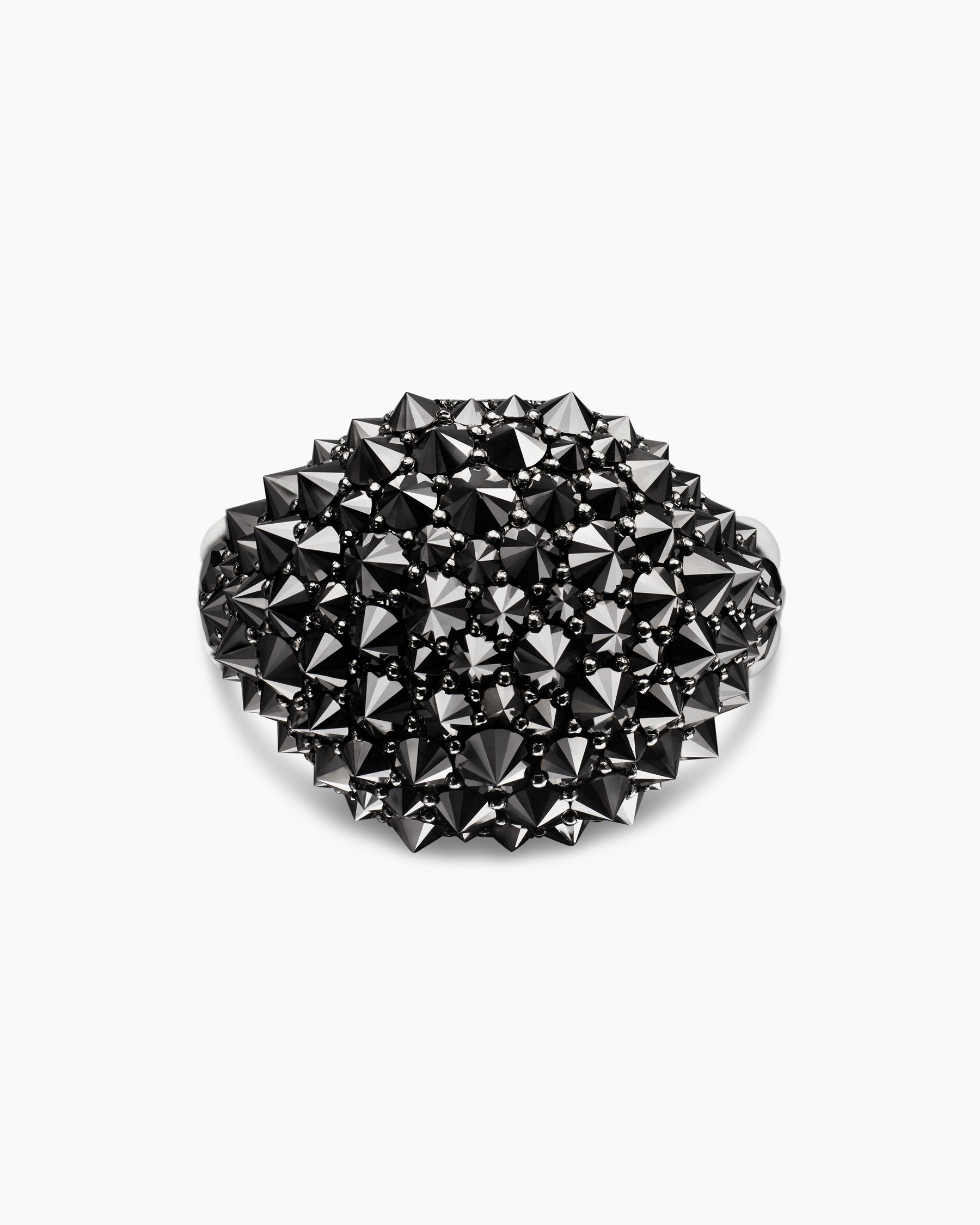 Reverse Set Pavé Signet Ring in 18K White Gold with Black Diamonds, 17.5mm - Image 4