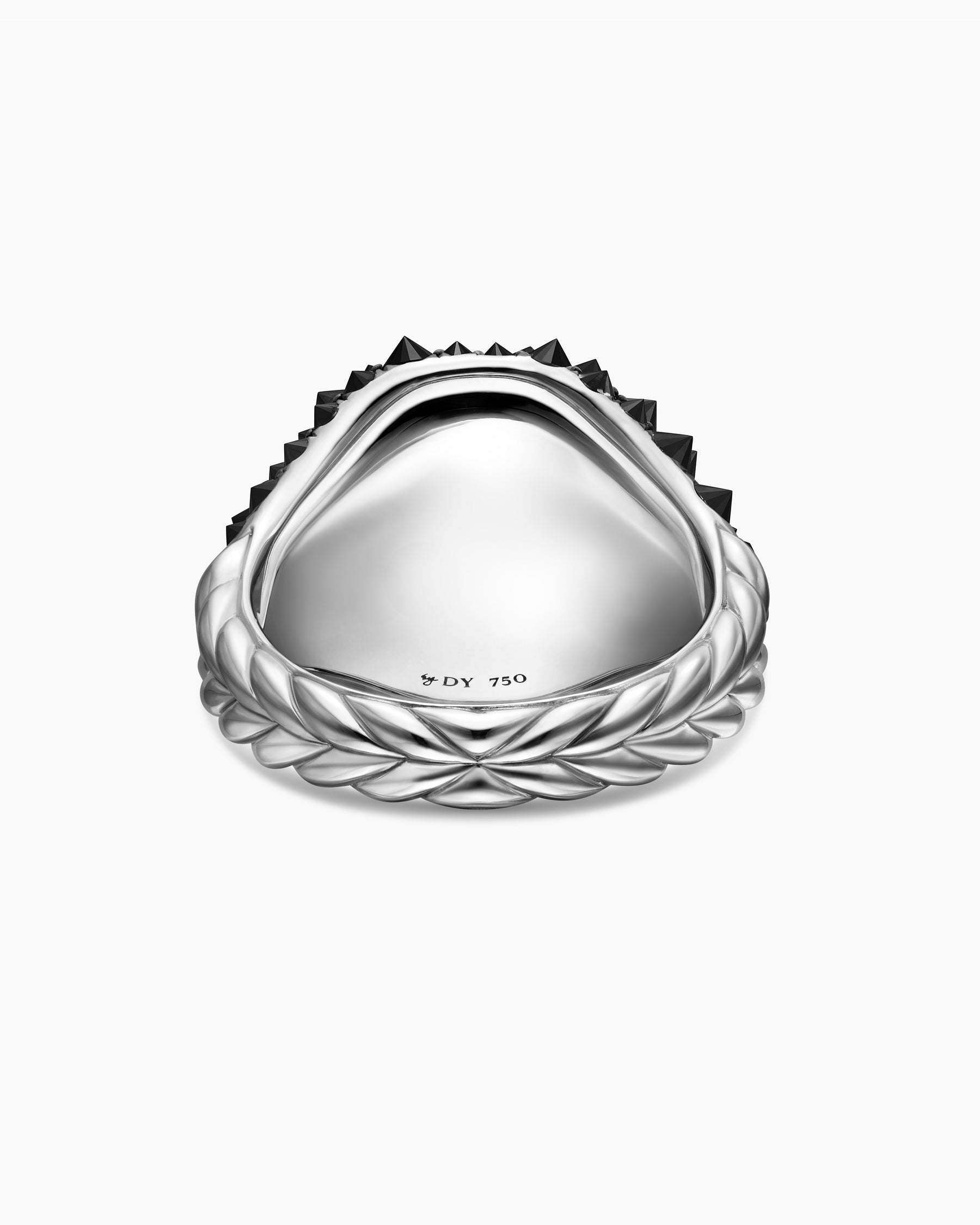 Reverse Set Pavé Signet Ring in 18K White Gold with Black Diamonds, 17.5mm - Image 6