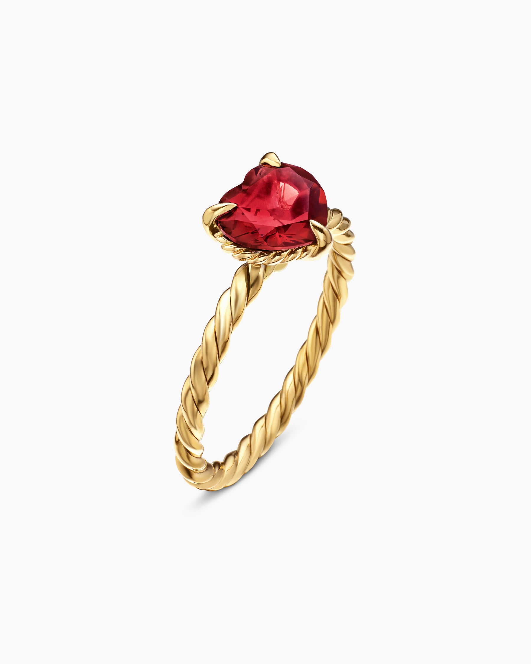 Chatelaine Heart Ring in 18K Yellow Gold with Garnet, 7mm - Image 3