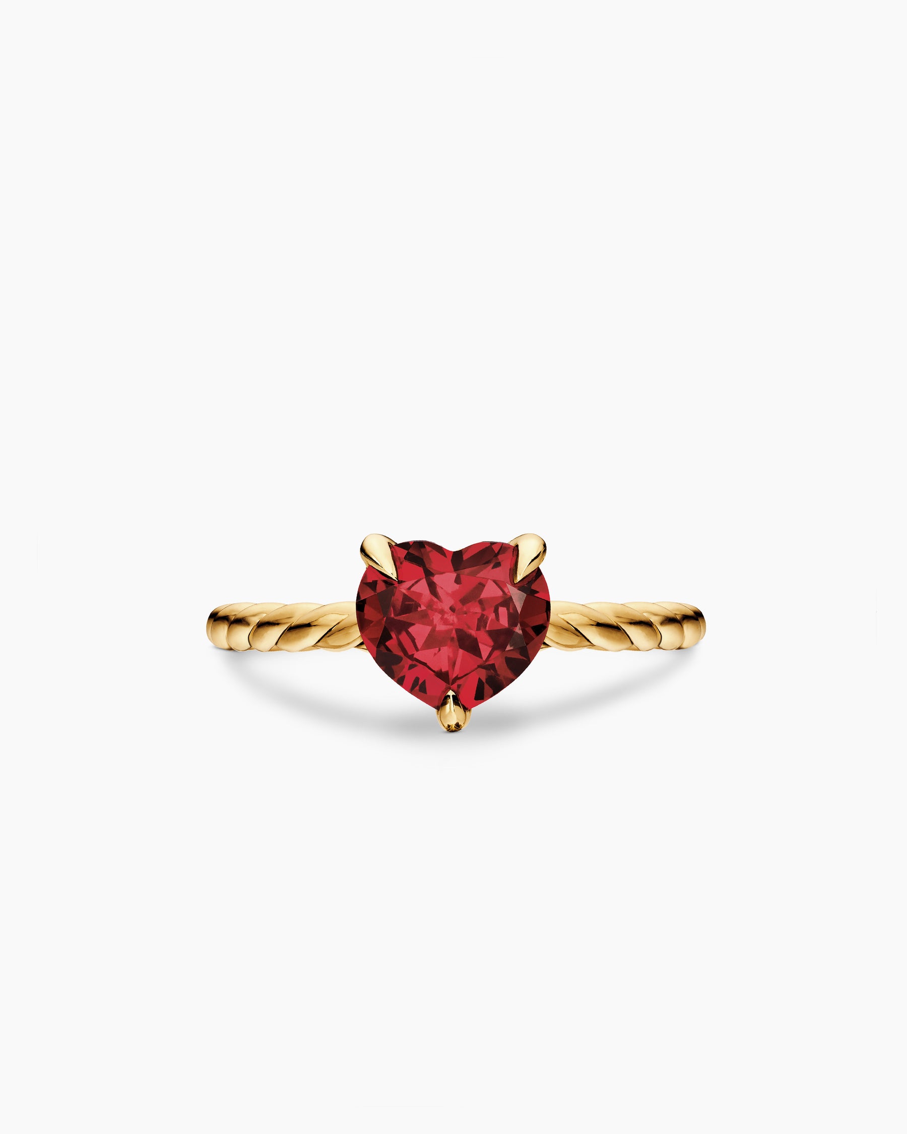Chatelaine Heart Ring in 18K Yellow Gold with Garnet, 7mm - Image 4