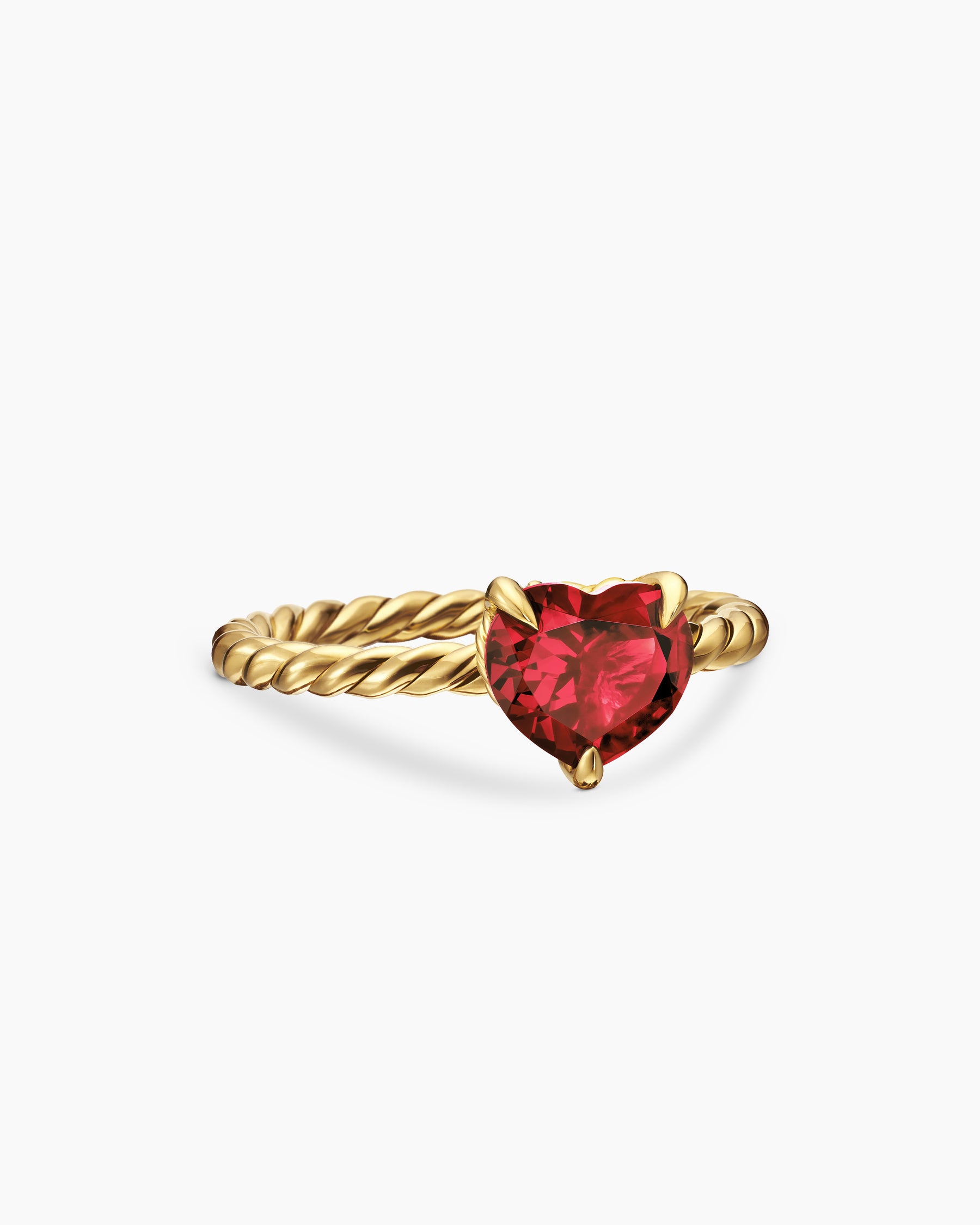 Chatelaine Heart Ring in 18K Yellow Gold with Garnet, 7mm