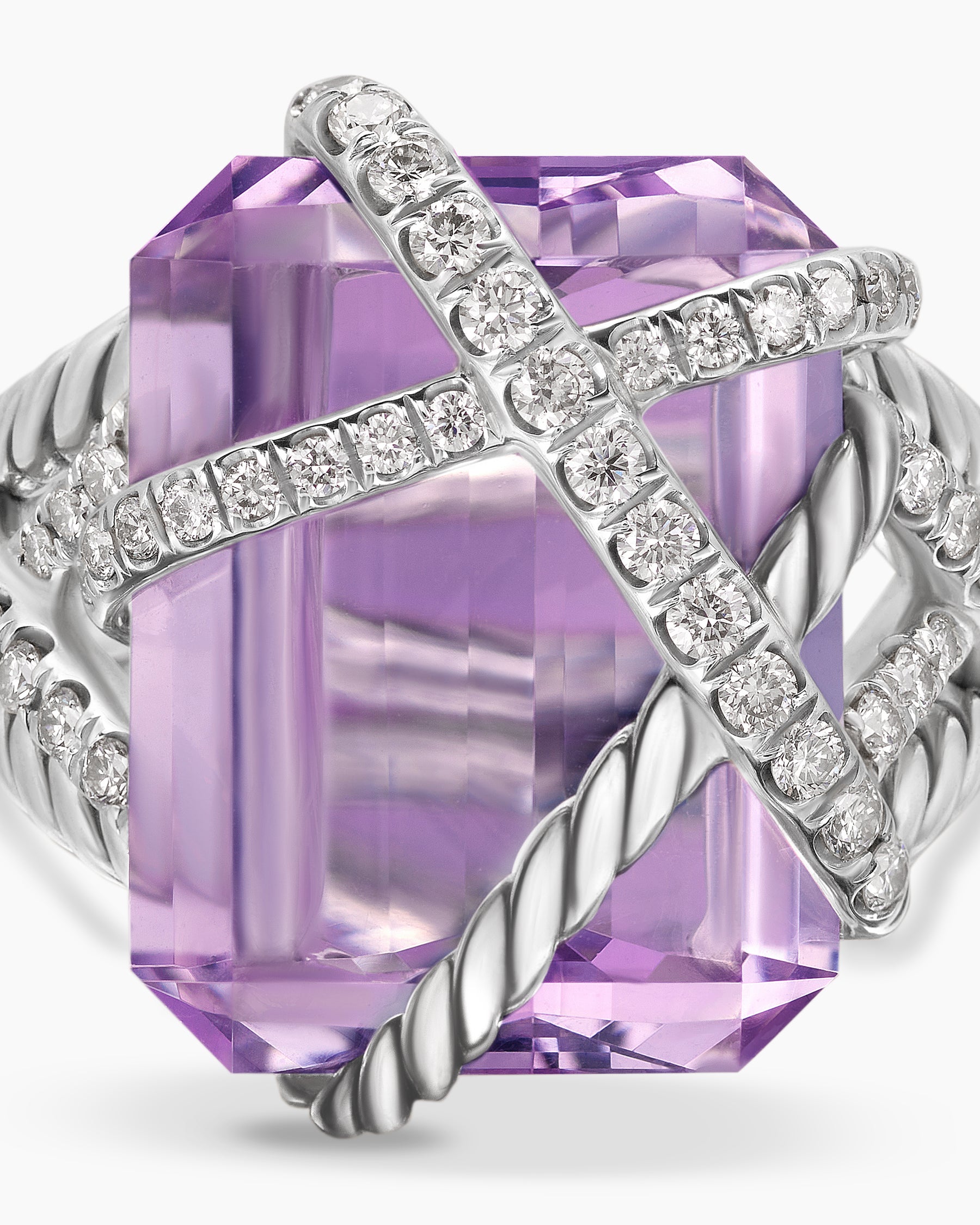 Cable Wrap Ring in Sterling Silver with Lavender Amethyst and Diamonds, 20.4mm - Image 5