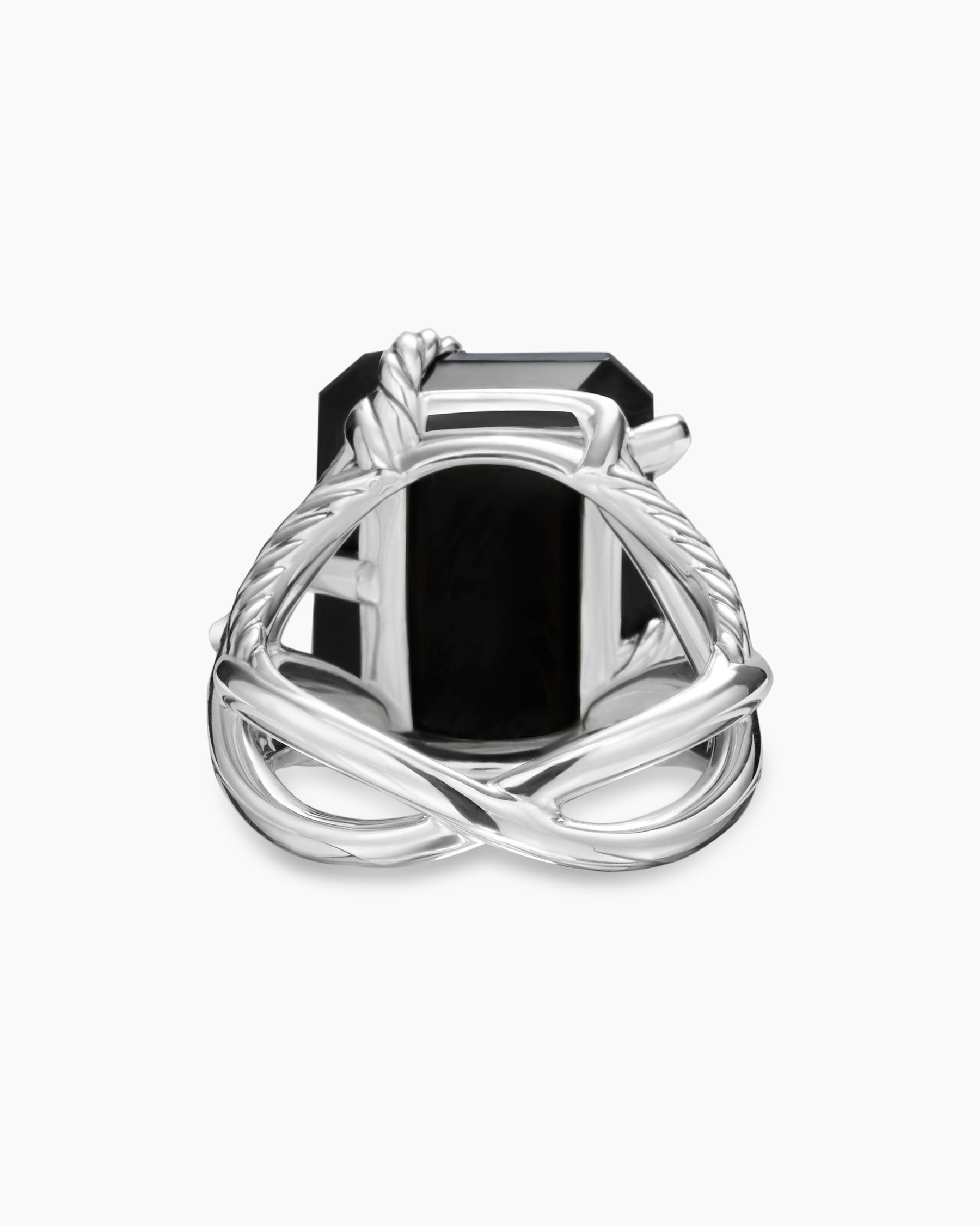Cable Wrap Ring in Sterling Silver with Black Onyx and Diamonds, 20.4mm - Image 5
