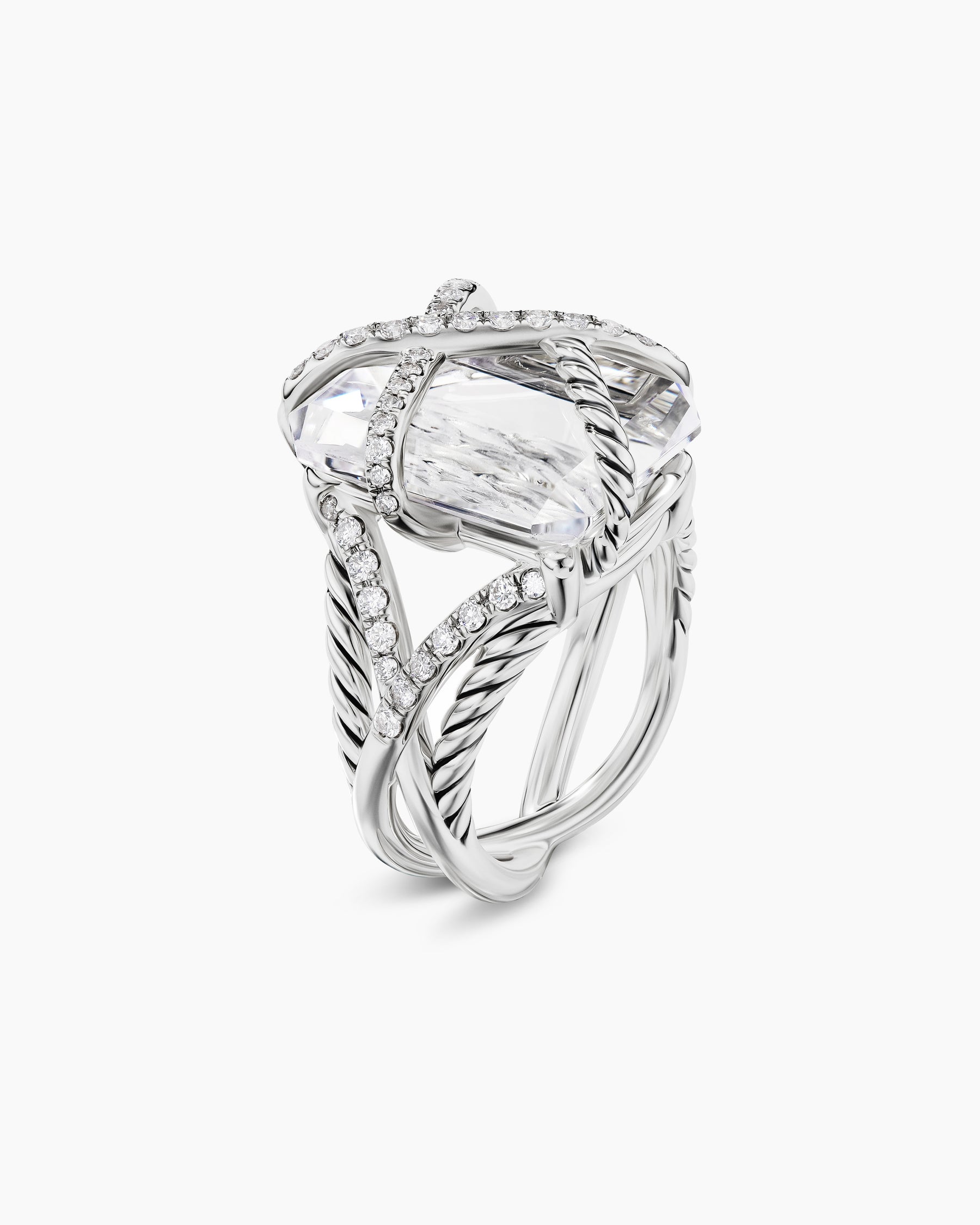Cable Wrap Ring in Sterling Silver with Crystal and Diamonds, 20.4mm - Image 3