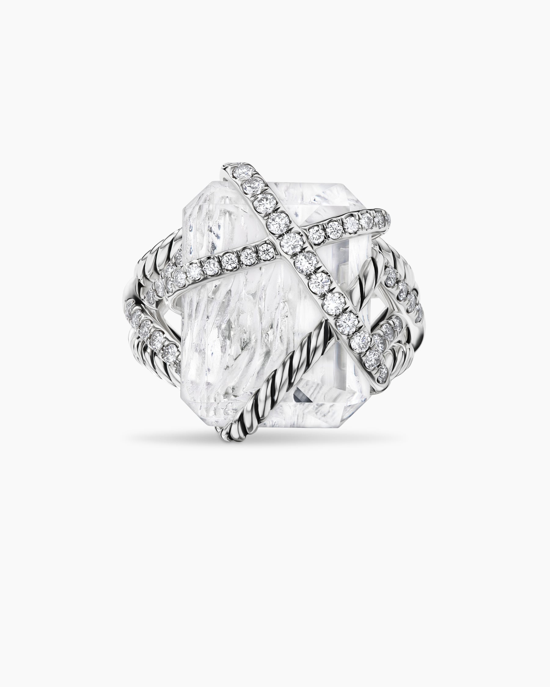 Cable Wrap Ring in Sterling Silver with Crystal and Diamonds, 20.4mm - Image 4