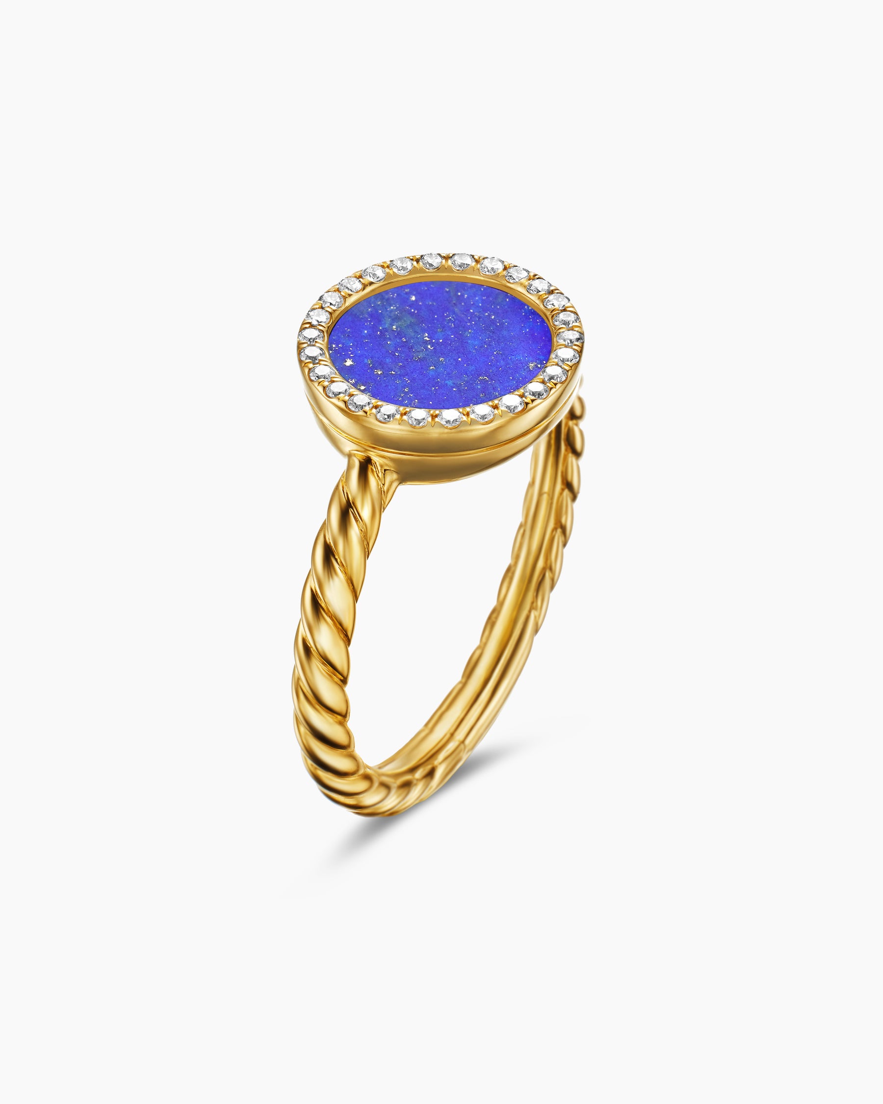 Petite DY Elements Ring in 18K Yellow Gold with Lapis and Diamonds, 11.3mm - Image 3