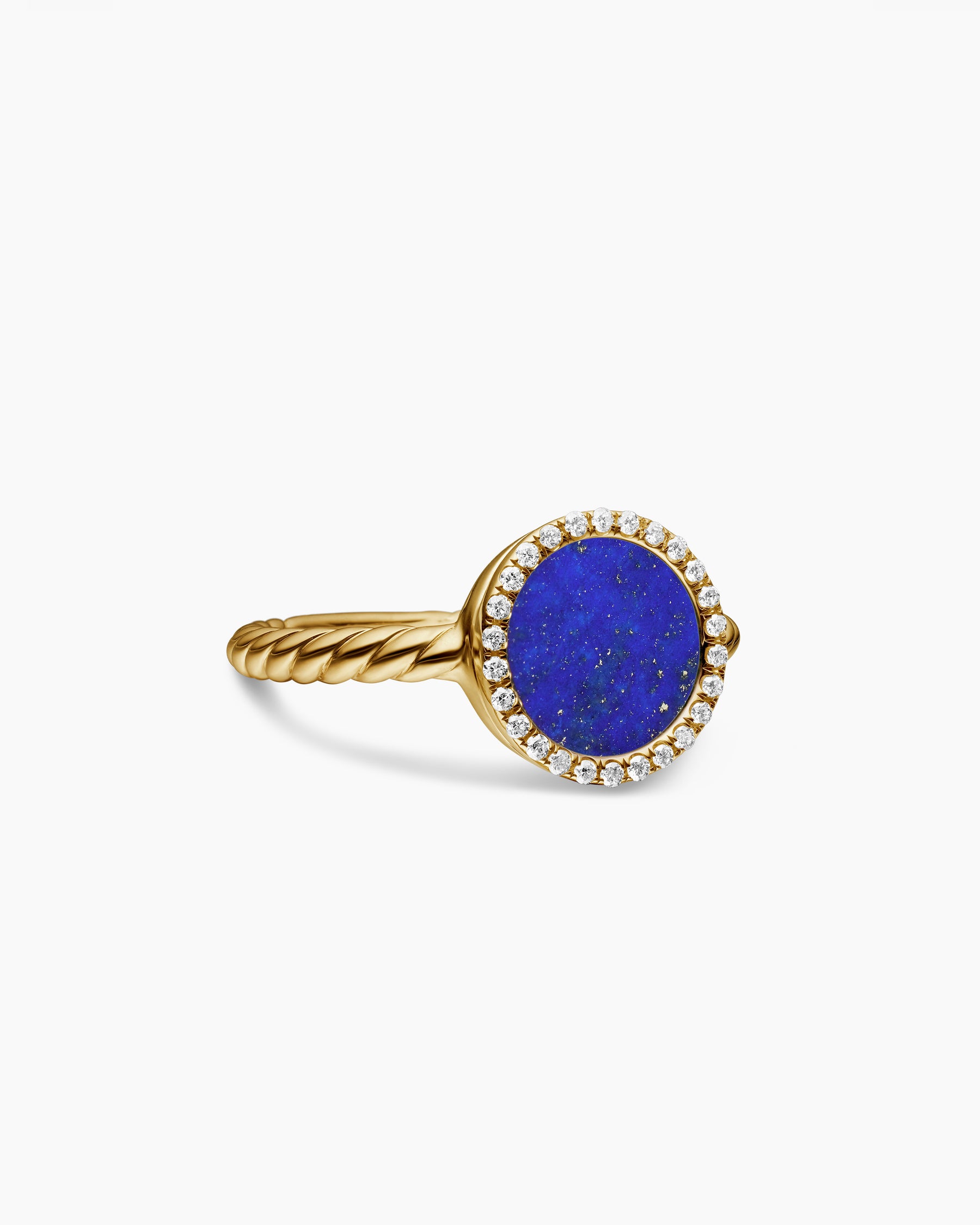 Petite DY Elements Ring in 18K Yellow Gold with Lapis and Diamonds, 11.3mm
