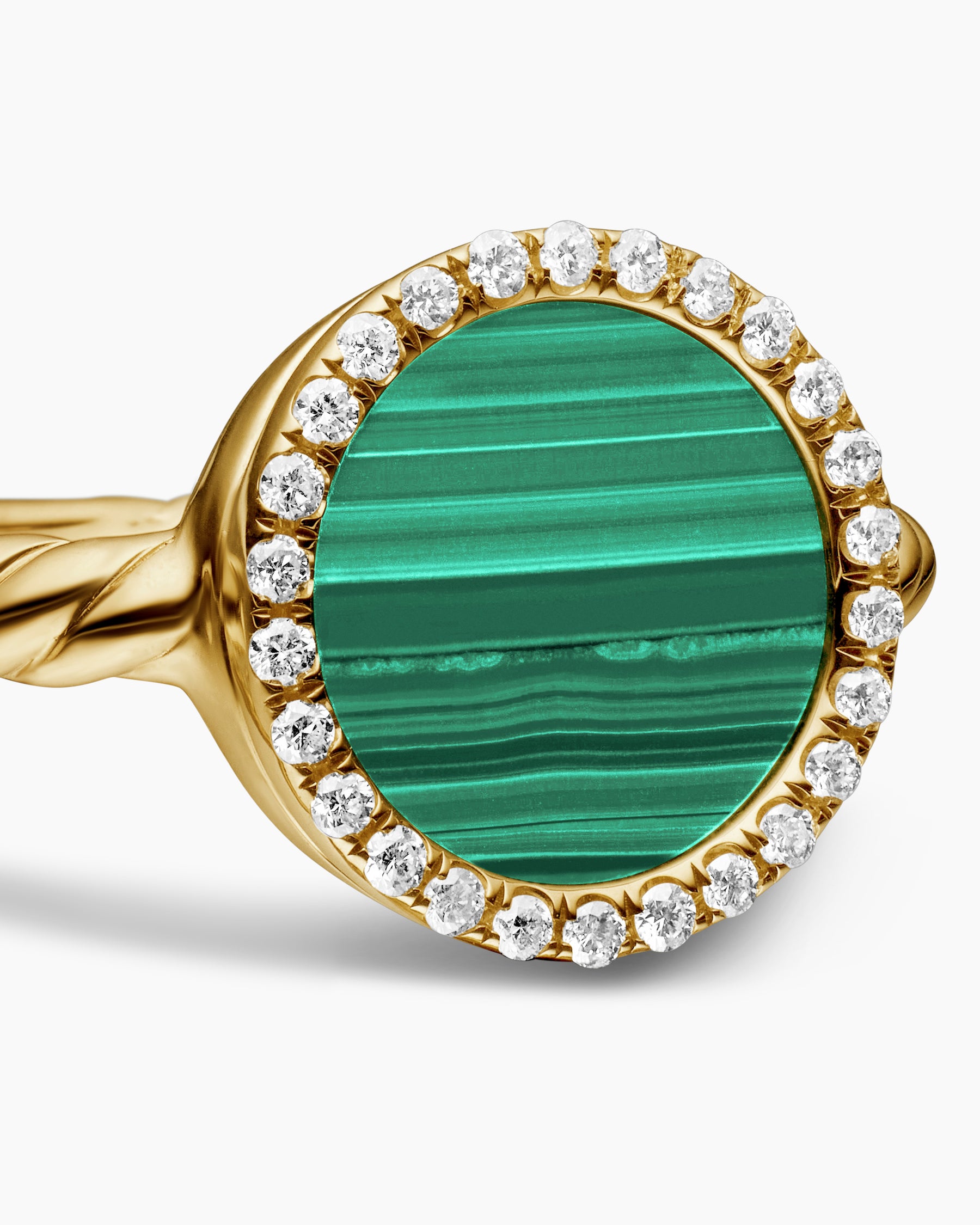 Petite DY Elements Ring in 18K Yellow Gold with Malachite and Diamonds, 11.3mm - Image 5