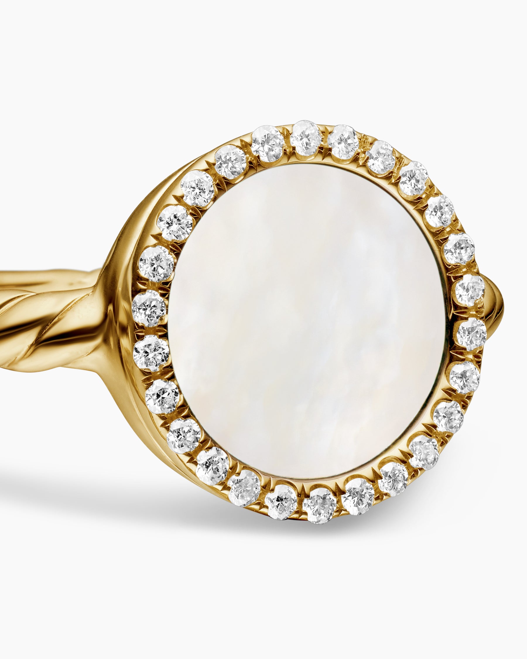 Petite DY Elements Ring in 18K Yellow Gold with Mother of Pearl and Diamonds, 11.3mm - Image 5
