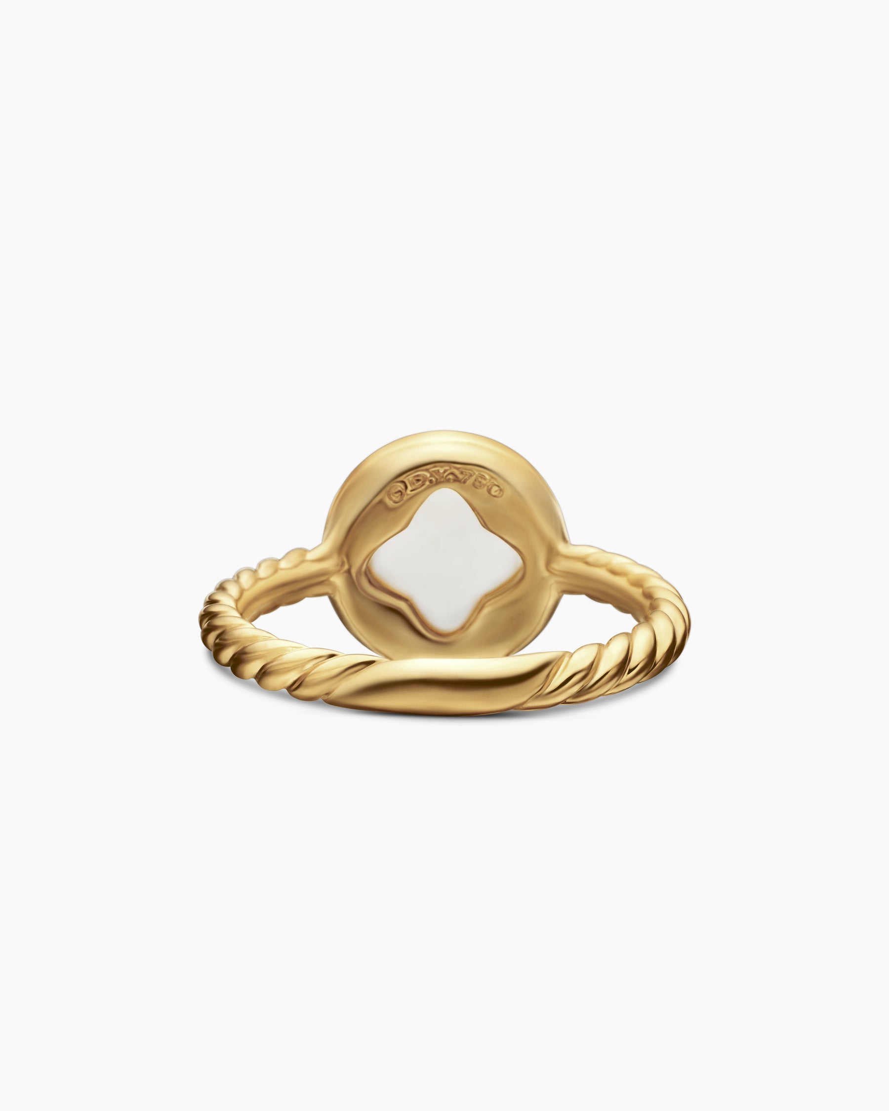 Petite DY Elements Ring in 18K Yellow Gold with Mother of Pearl and Diamonds, 11.3mm - Image 6