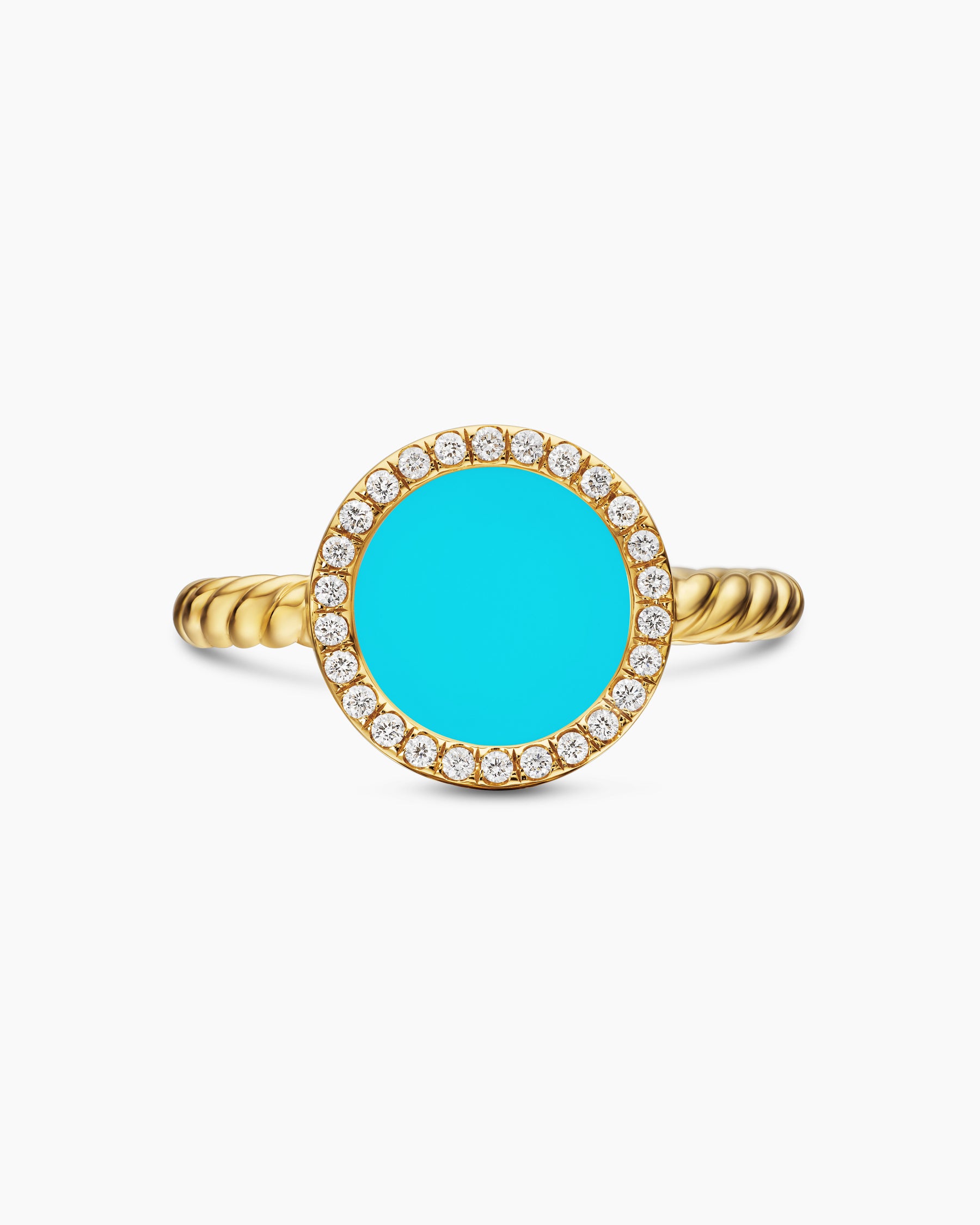 Petite DY Elements Ring in 18K Yellow Gold with Turquoise and Diamonds, 11.3mm - Image 4