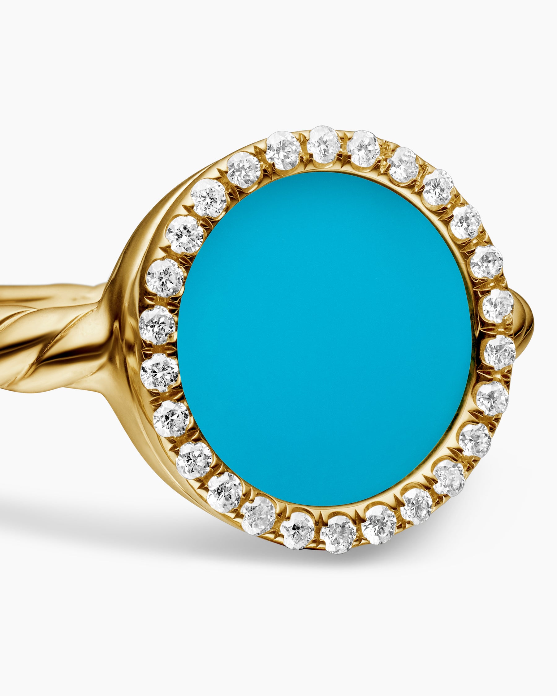 Petite DY Elements Ring in 18K Yellow Gold with Turquoise and Diamonds, 11.3mm - Image 5