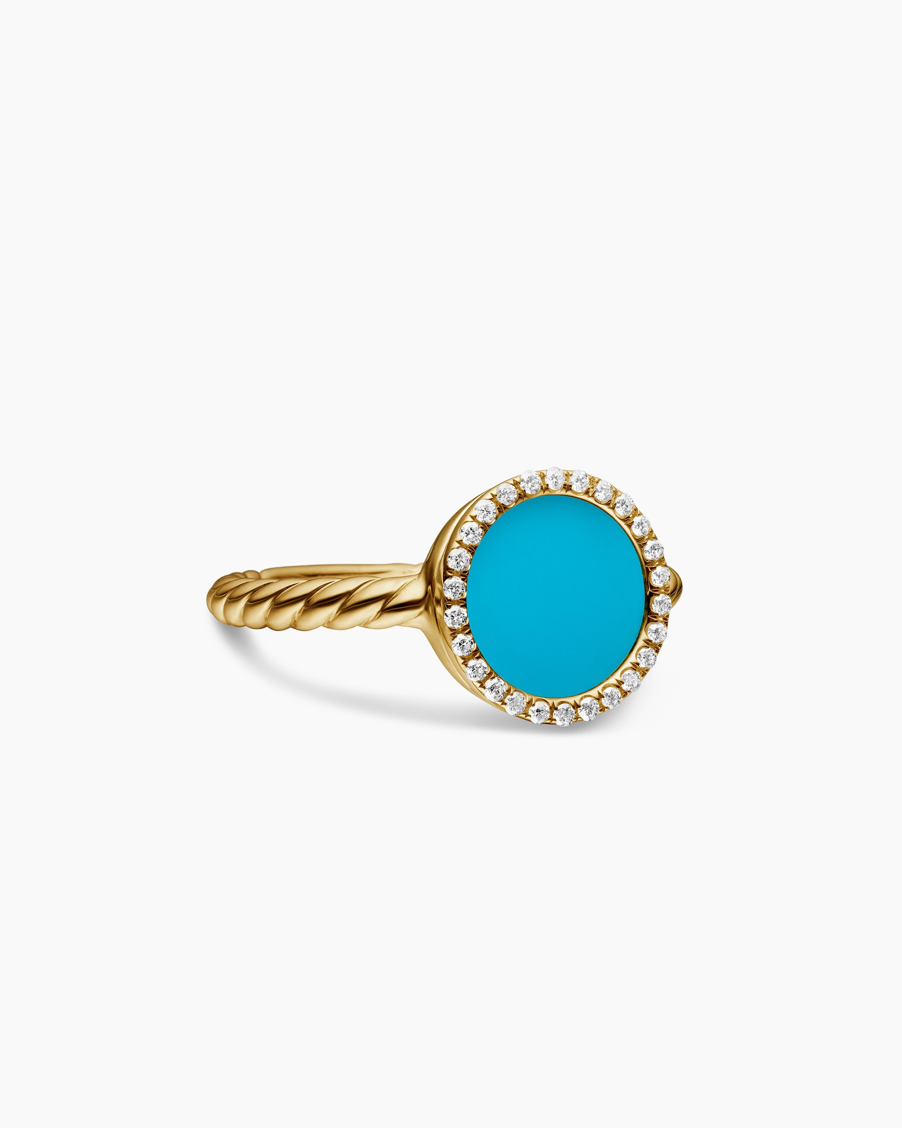 Petite DY Elements Ring in 18K Yellow Gold with Turquoise and Diamonds, 11.3mm