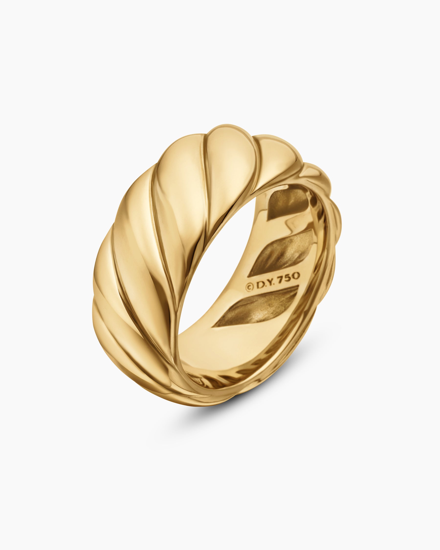 Sculpted Cable Band Ring in 18K Yellow Gold, 9mm - Image 3