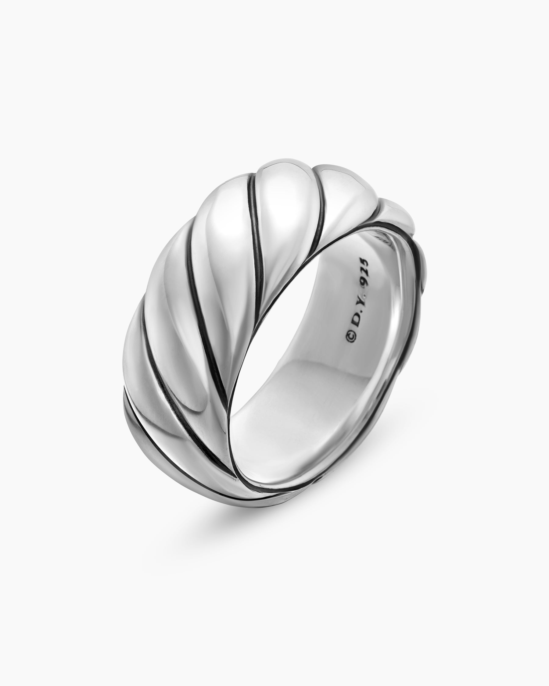 Sculpted Cable Band Ring in Sterling Silver, 9mm - Image 3