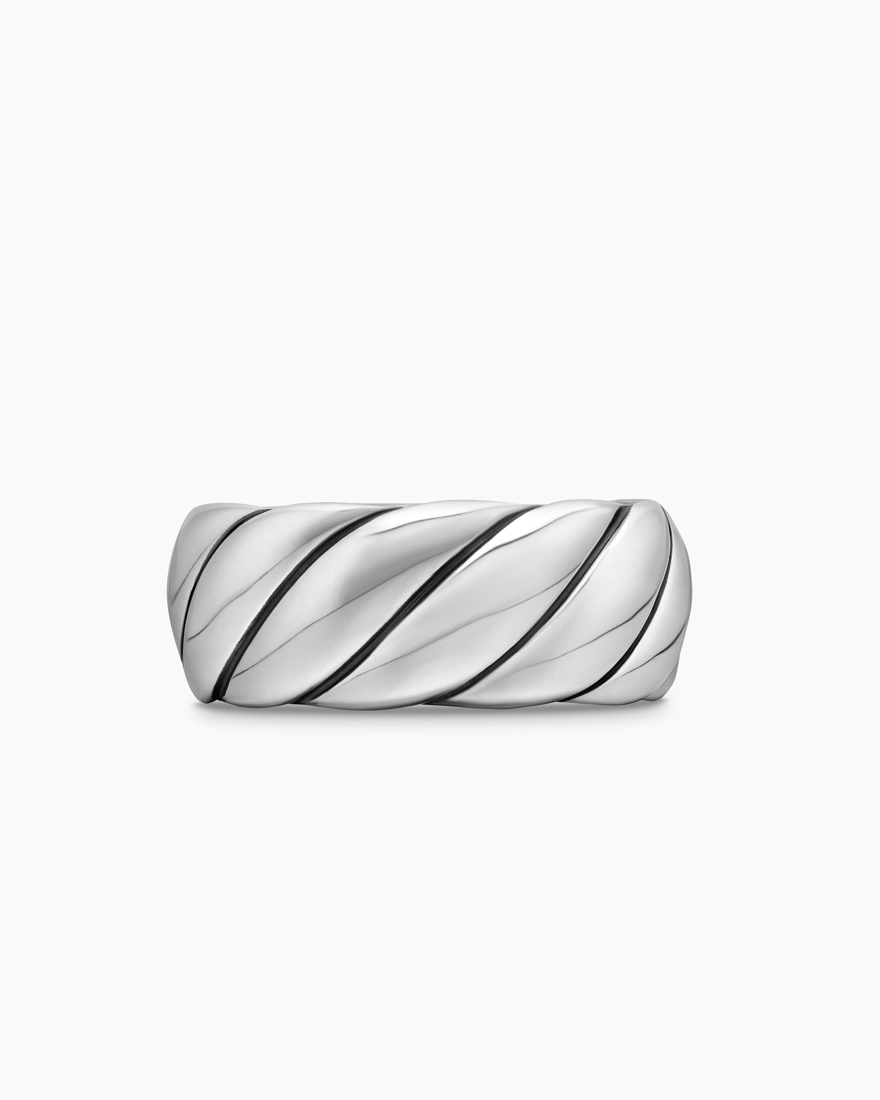 Sculpted Cable Band Ring in Sterling Silver, 9mm - Image 4