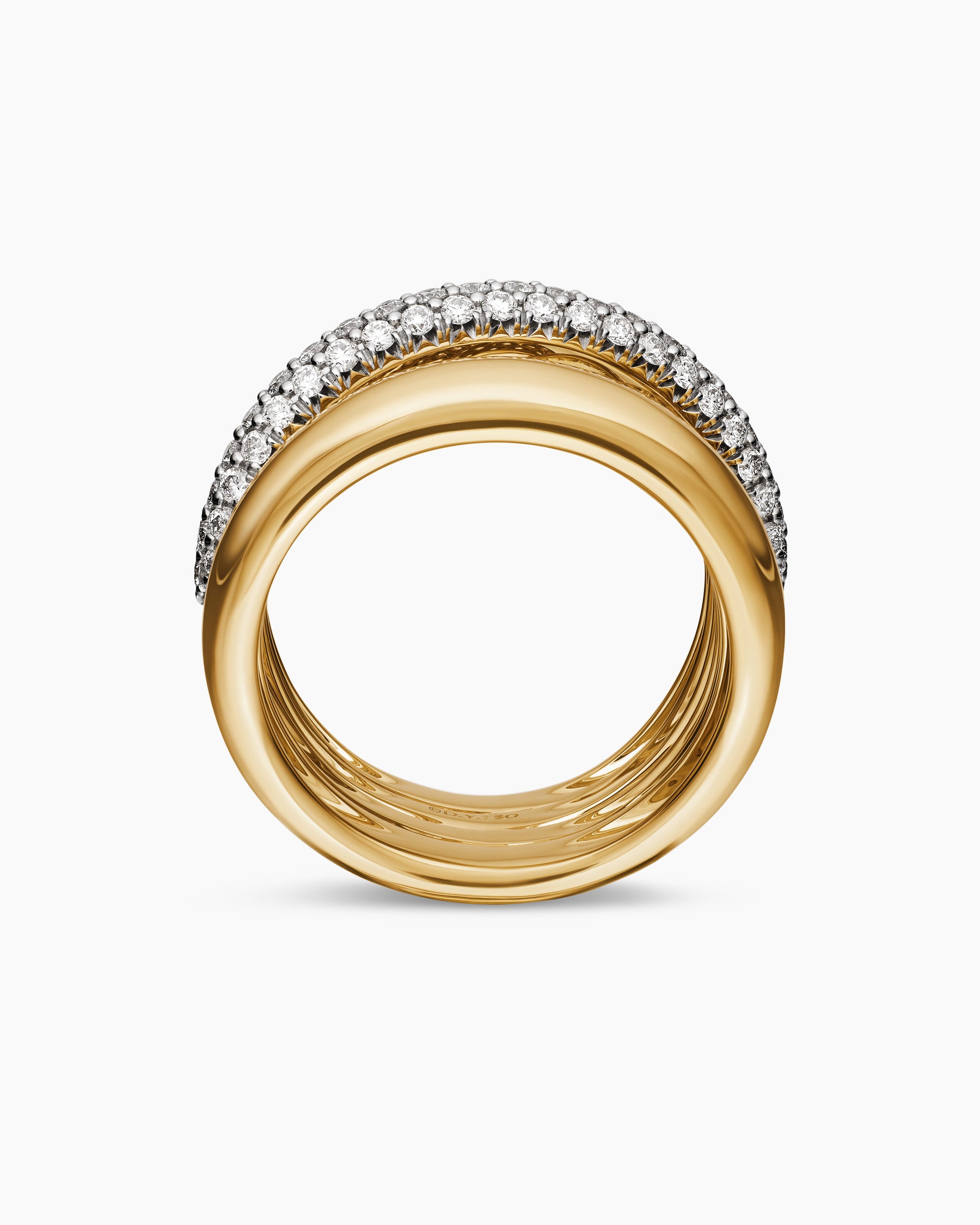 Pavé Crossover Five Row Ring in 18K Yellow Gold with Diamonds, 17.7mm - Image 5