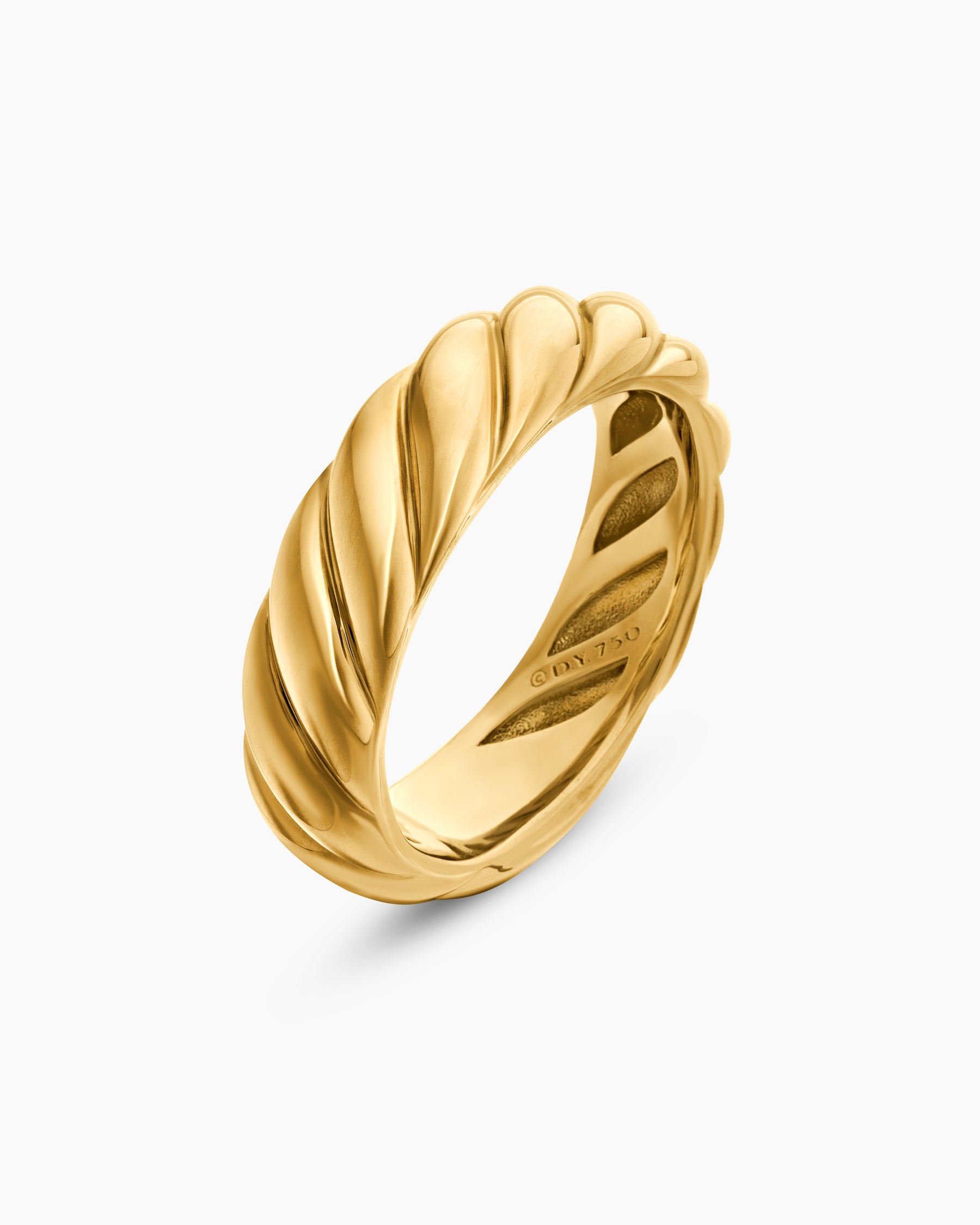 Sculpted Cable Band Ring in 18K Yellow Gold, 6mm - Image 3