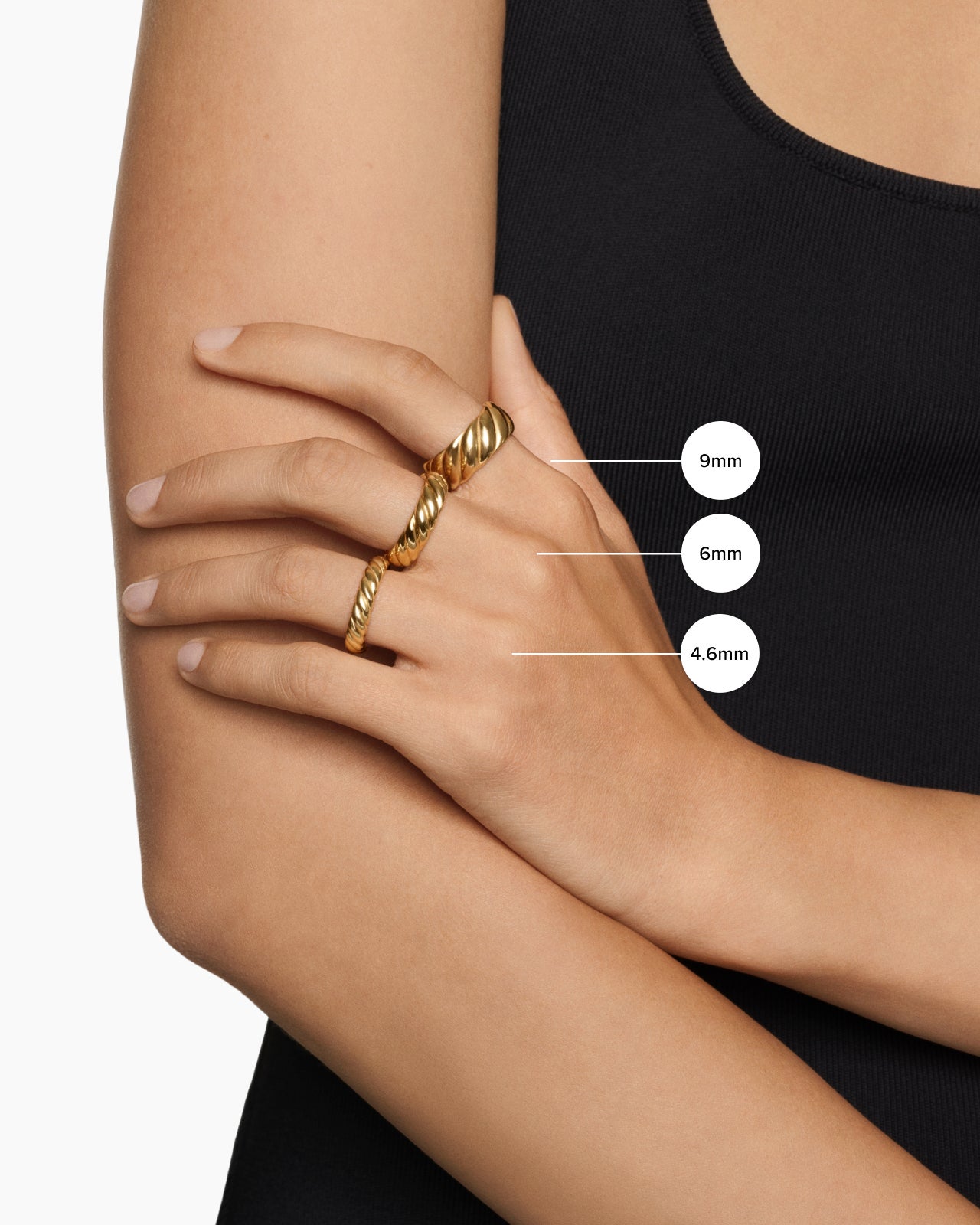 Sculpted Cable Band Ring in 18K Yellow Gold, 6mm - Image 8