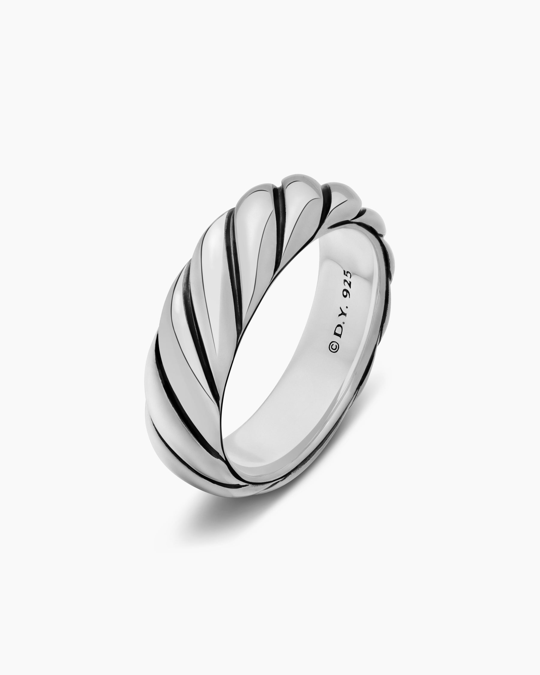 Sculpted Cable Band Ring in Sterling Silver, 6mm - Image 3