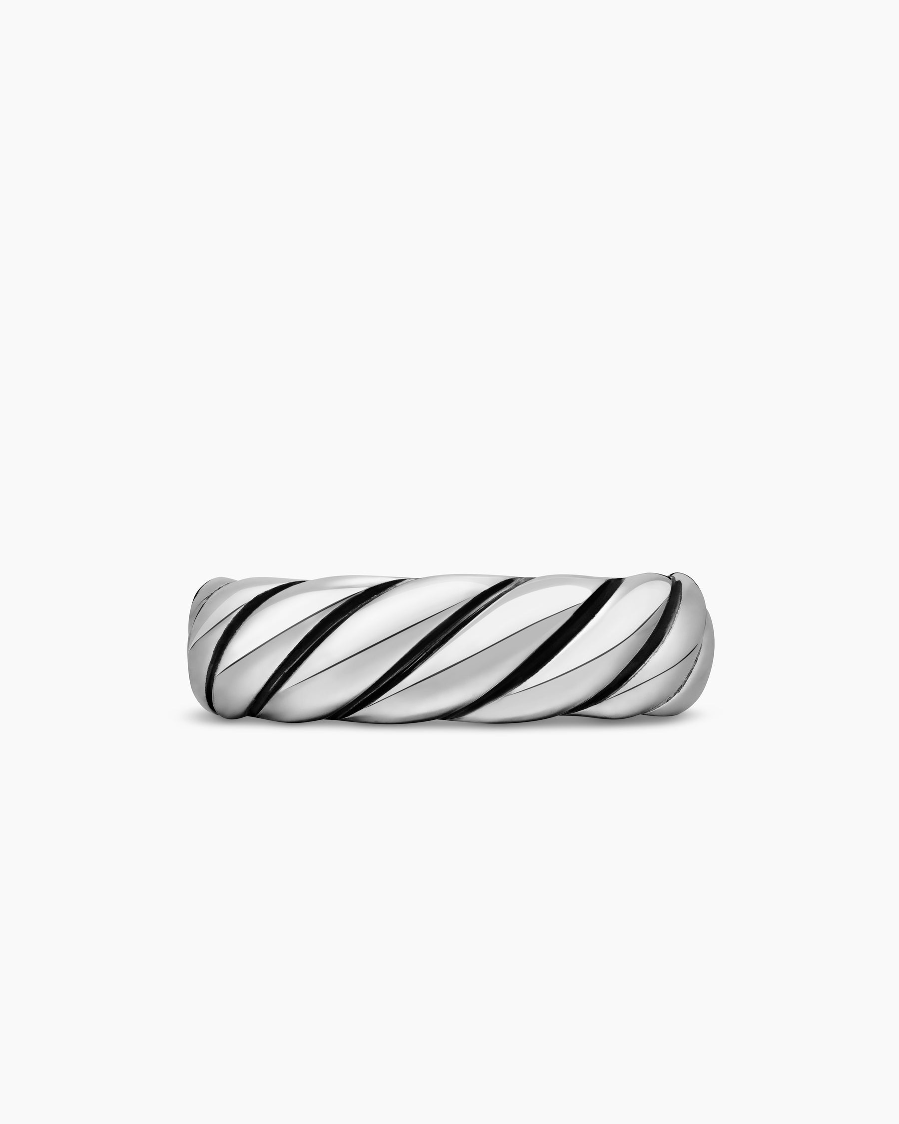 Sculpted Cable Band Ring in Sterling Silver, 6mm - Image 4