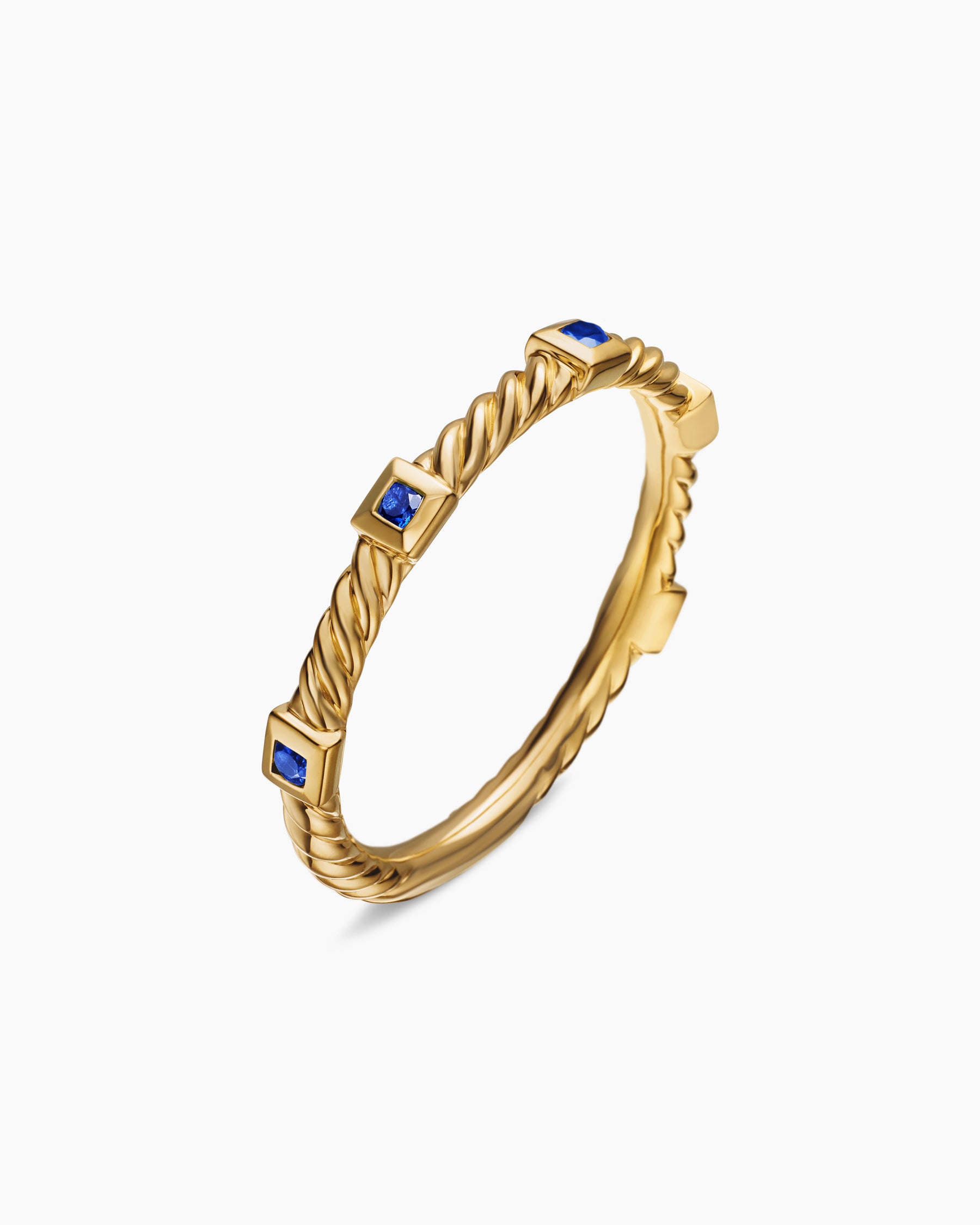 Cable Collectibles Stack Ring in 18K Yellow Gold with Blue Sapphires, 2mm - Image 3