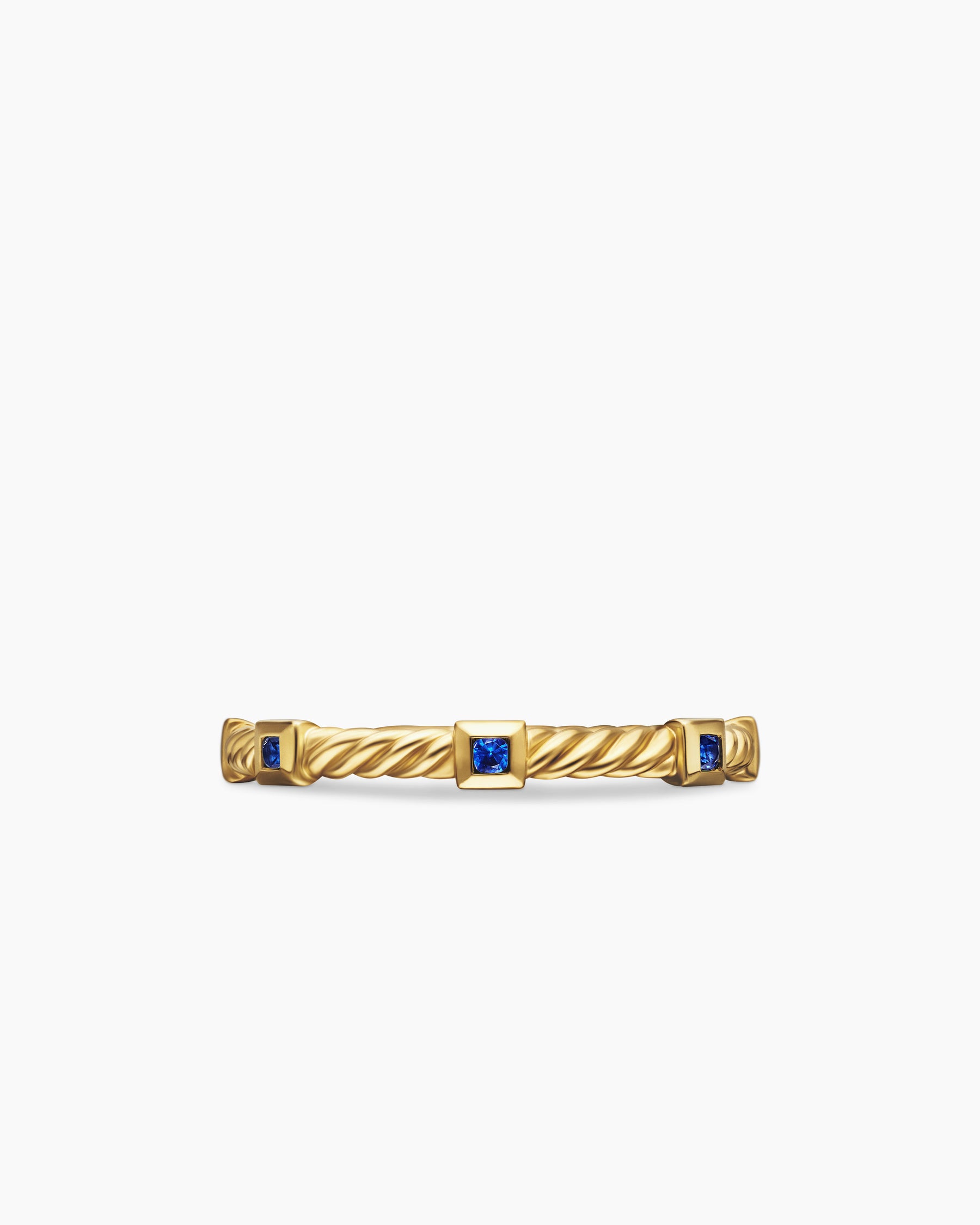 Cable Collectibles Stack Ring in 18K Yellow Gold with Blue Sapphires, 2mm - Image 4