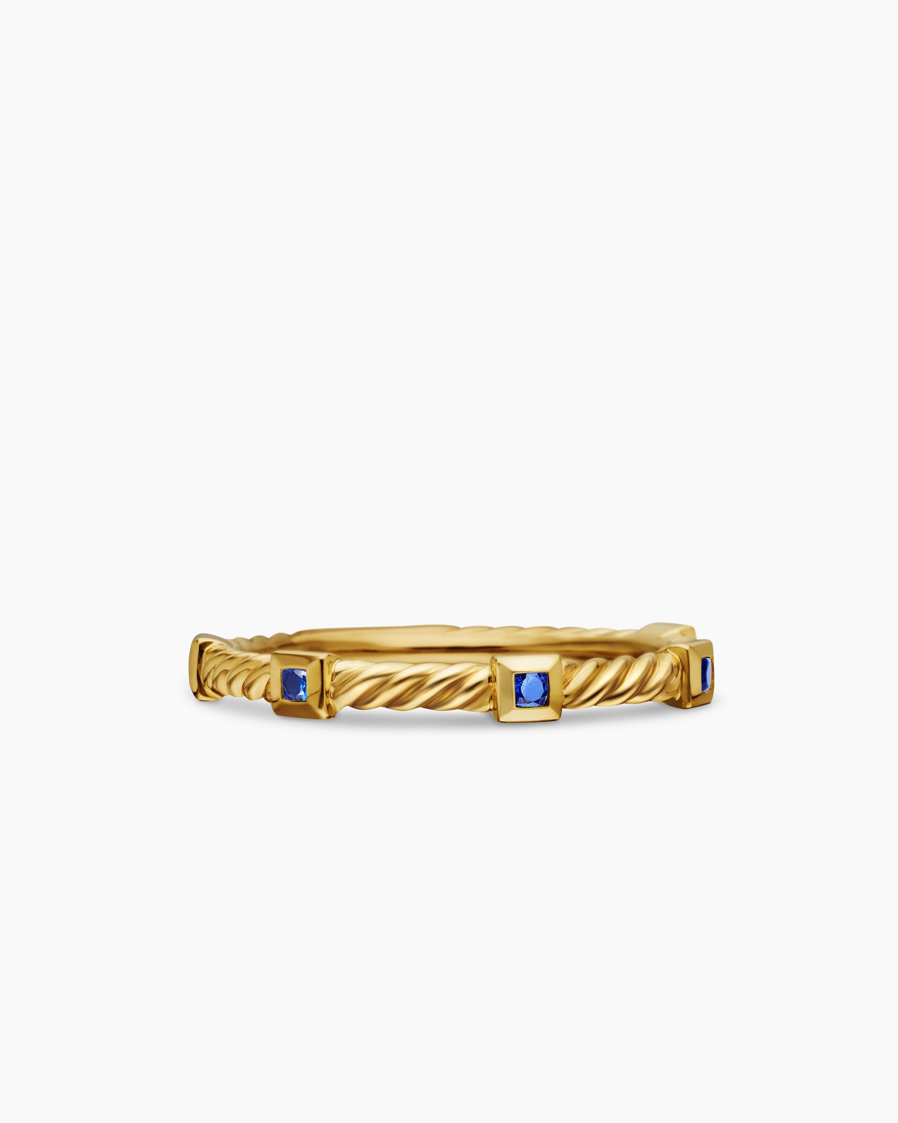 Cable Collectibles Stack Ring in 18K Yellow Gold with Blue Sapphires, 2mm