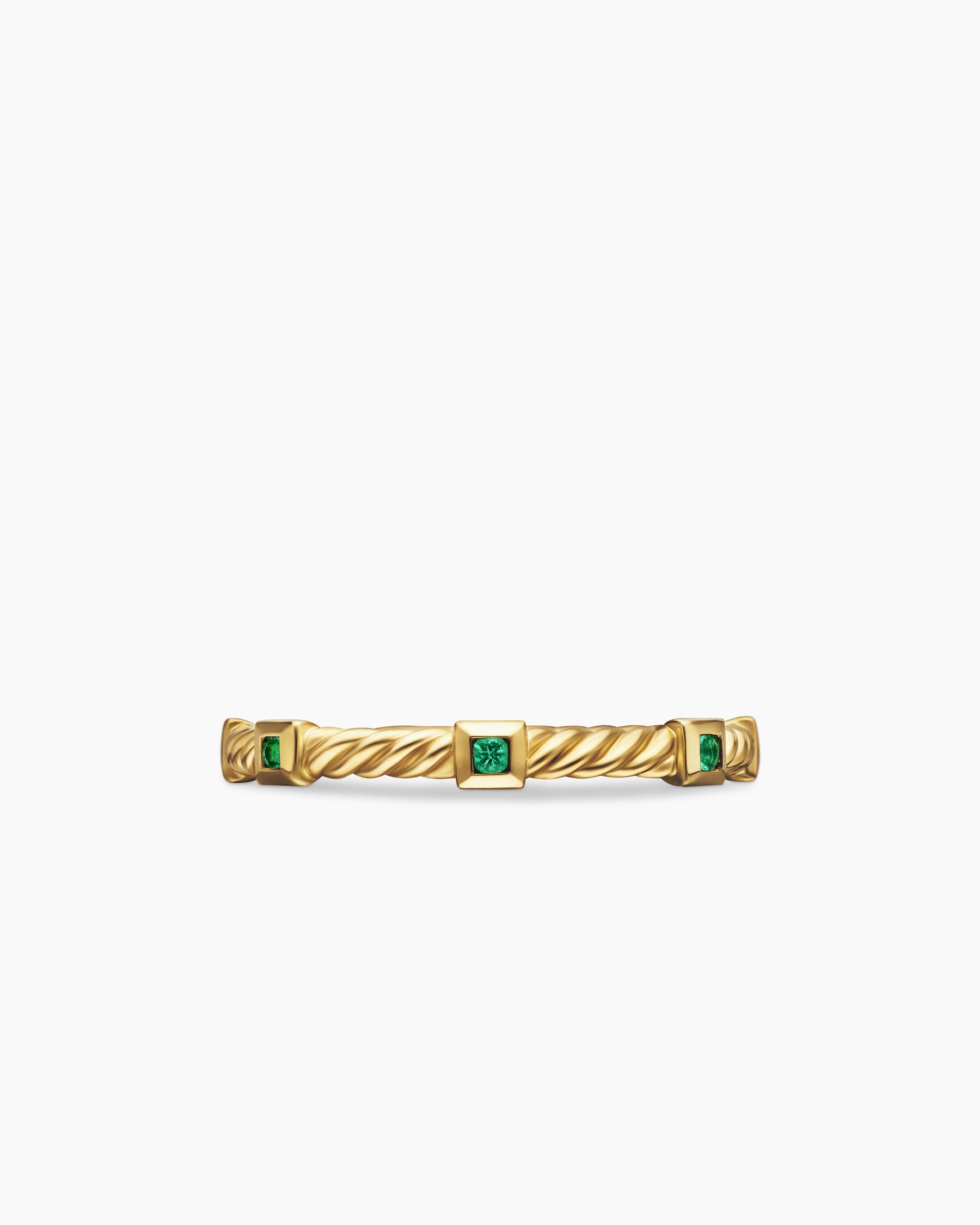 Cable Collectibles Stack Ring in 18K Yellow Gold with Emeralds, 2mm - Image 4