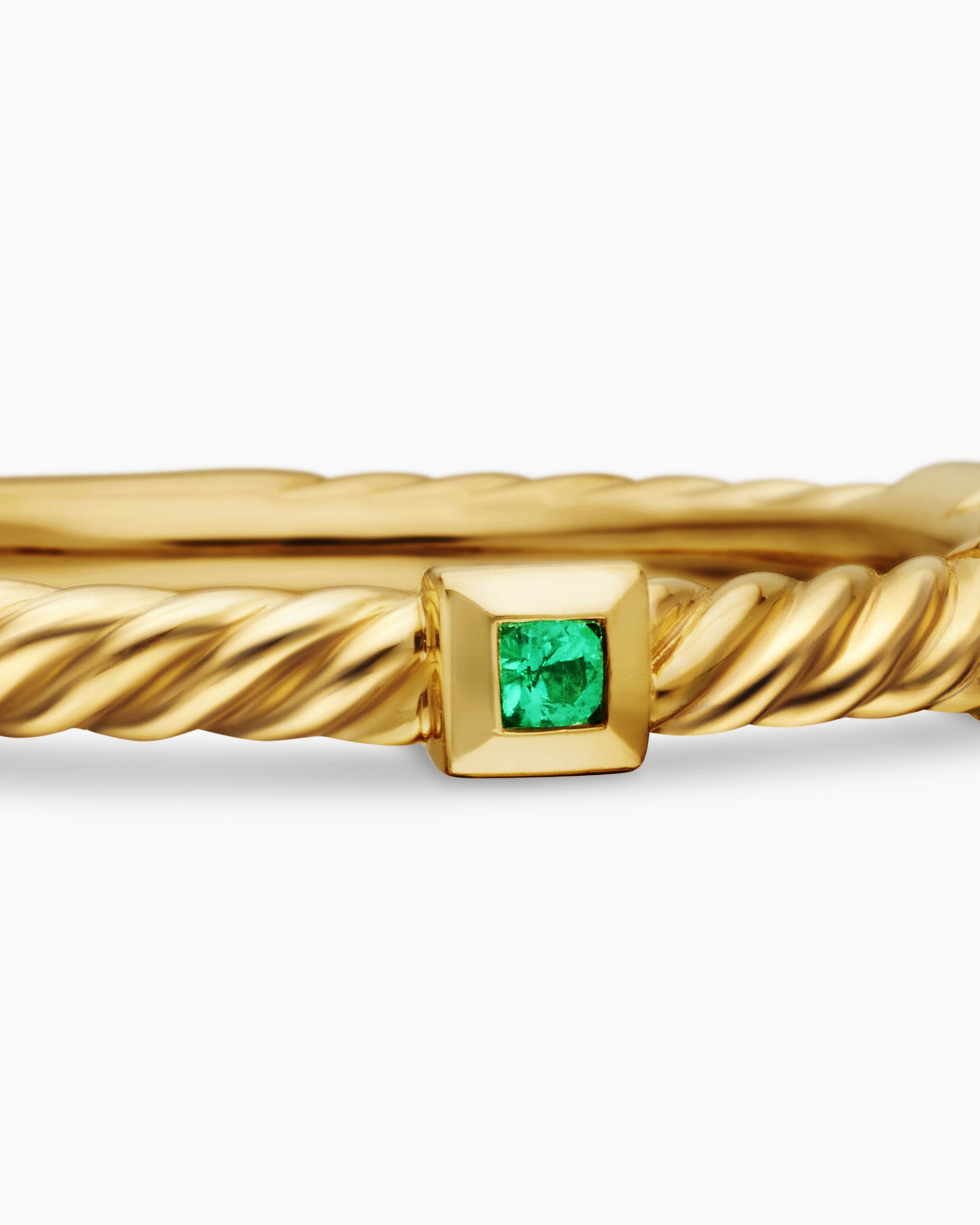 Cable Collectibles Stack Ring in 18K Yellow Gold with Emeralds, 2mm - Image 7