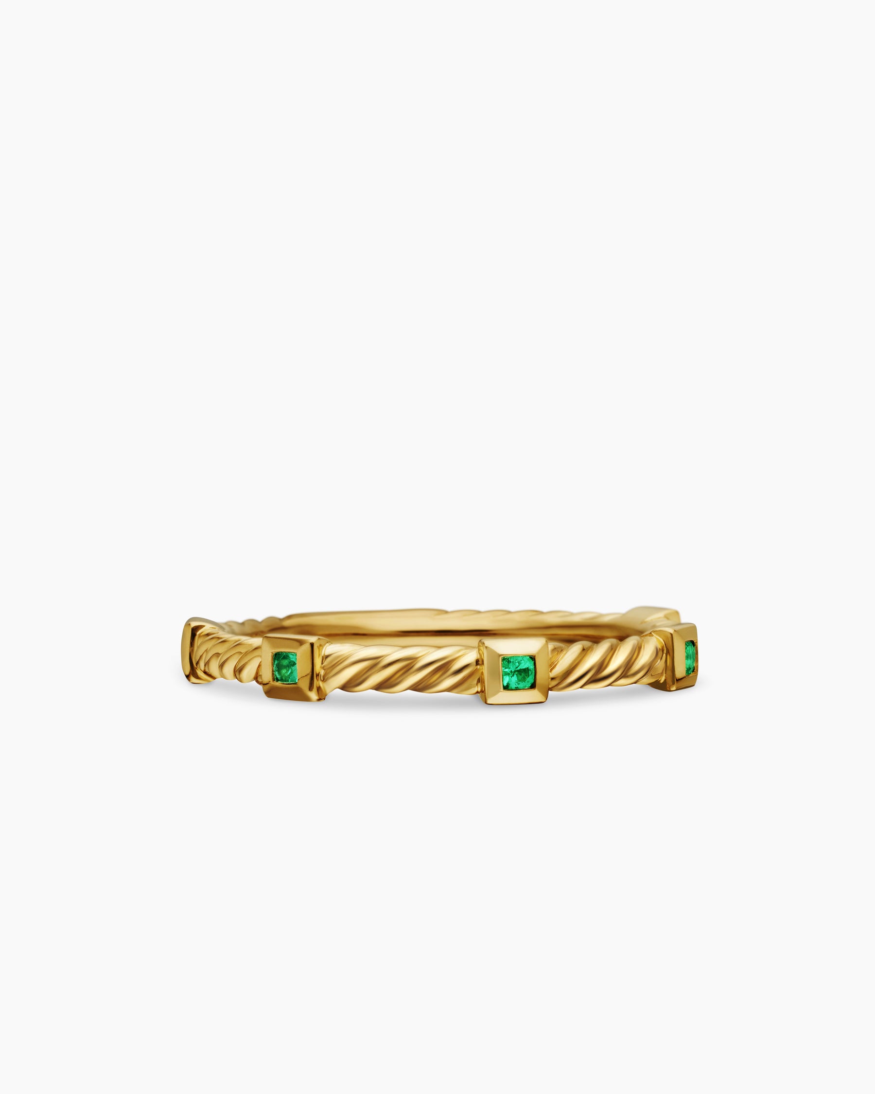 Cable Collectibles Stack Ring in 18K Yellow Gold with Emeralds, 2mm