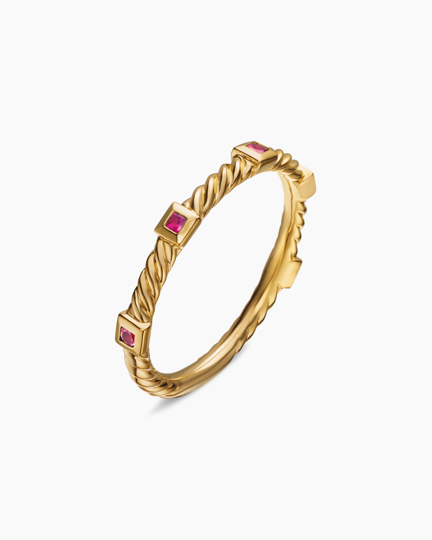 Cable Collectibles Stack Ring in 18K Yellow Gold with Rubies, 2mm - Image 3