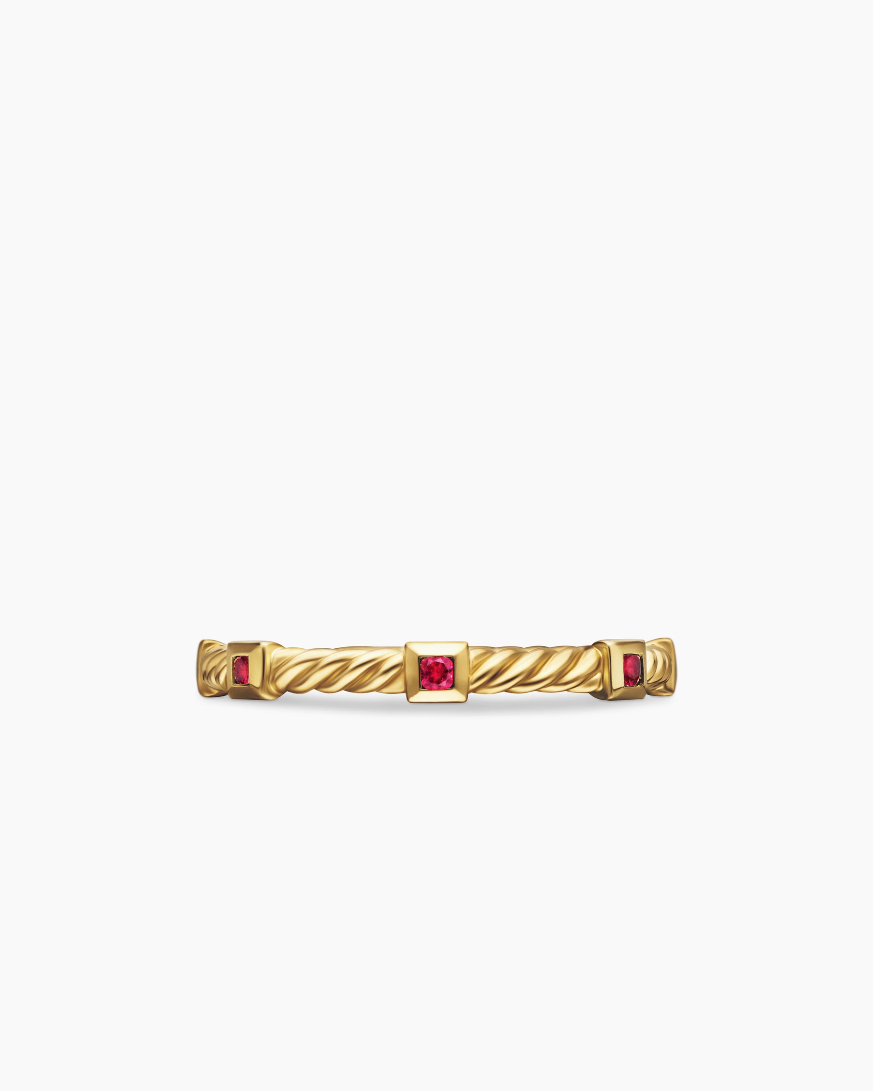 Cable Collectibles Stack Ring in 18K Yellow Gold with Rubies, 2mm - Image 4