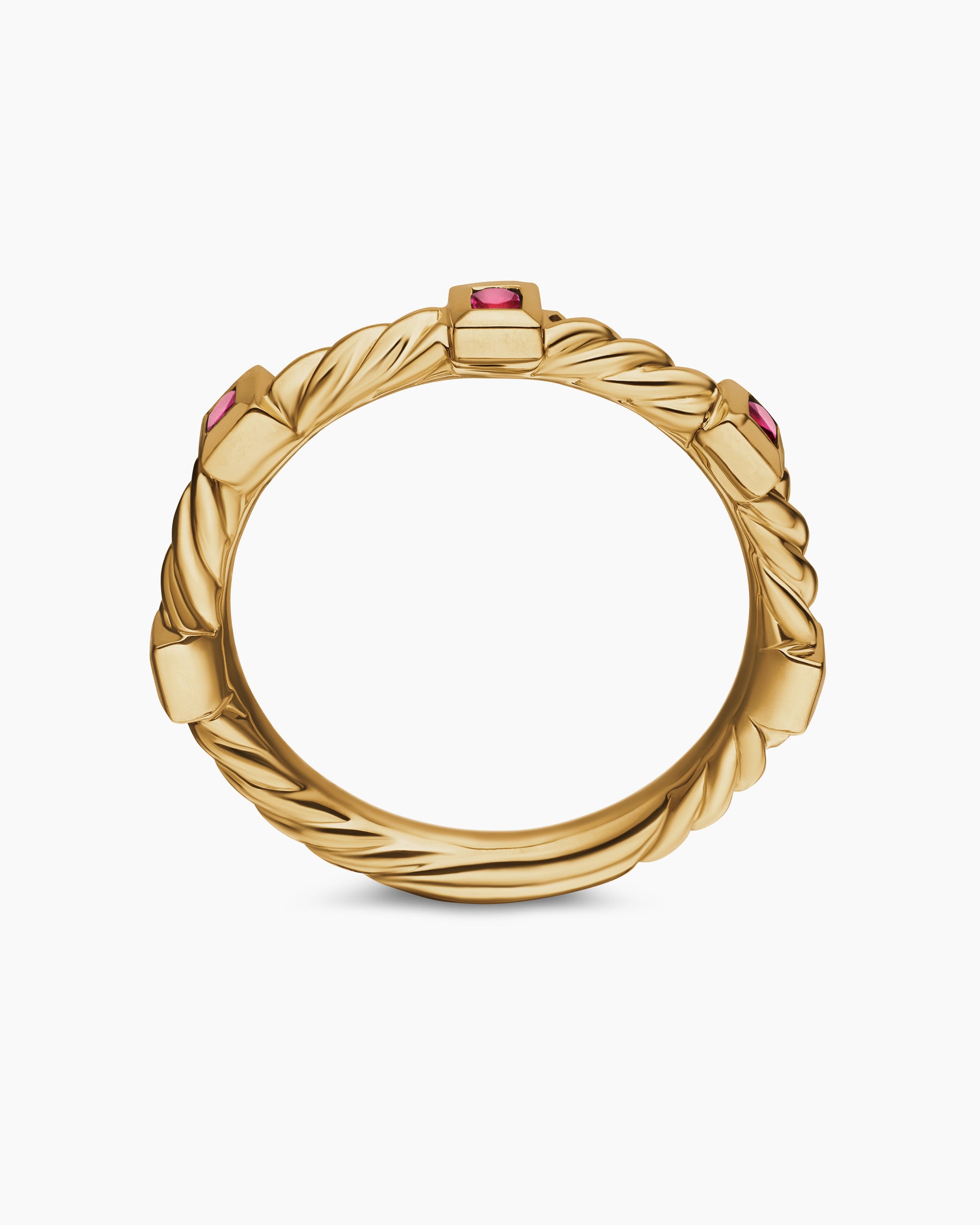 Cable Collectibles Stack Ring in 18K Yellow Gold with Rubies, 2mm - Image 5