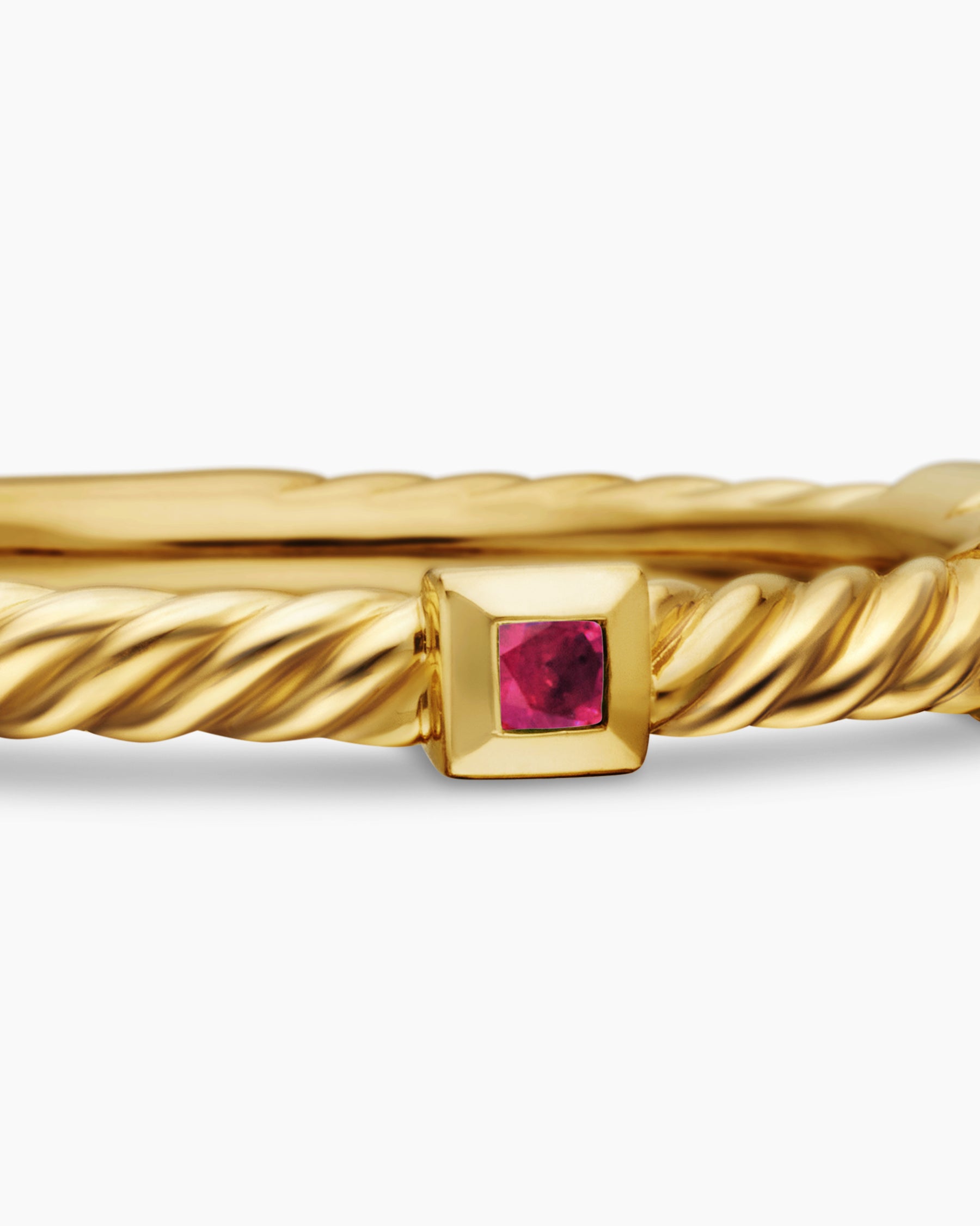 Cable Collectibles Stack Ring in 18K Yellow Gold with Rubies, 2mm - Image 7